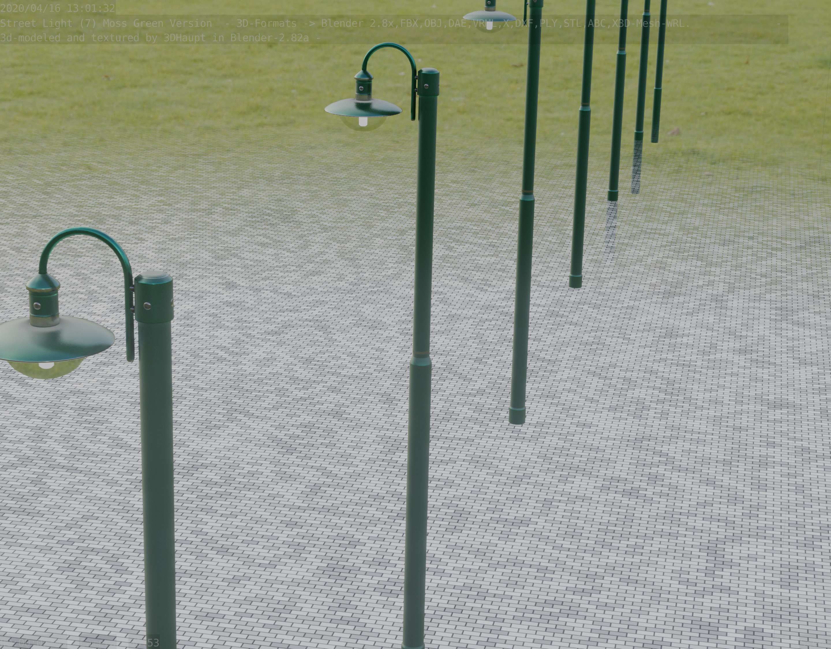 Street Light -7- Moss Green Version -1 Lamp- Low-poly 3D model_71