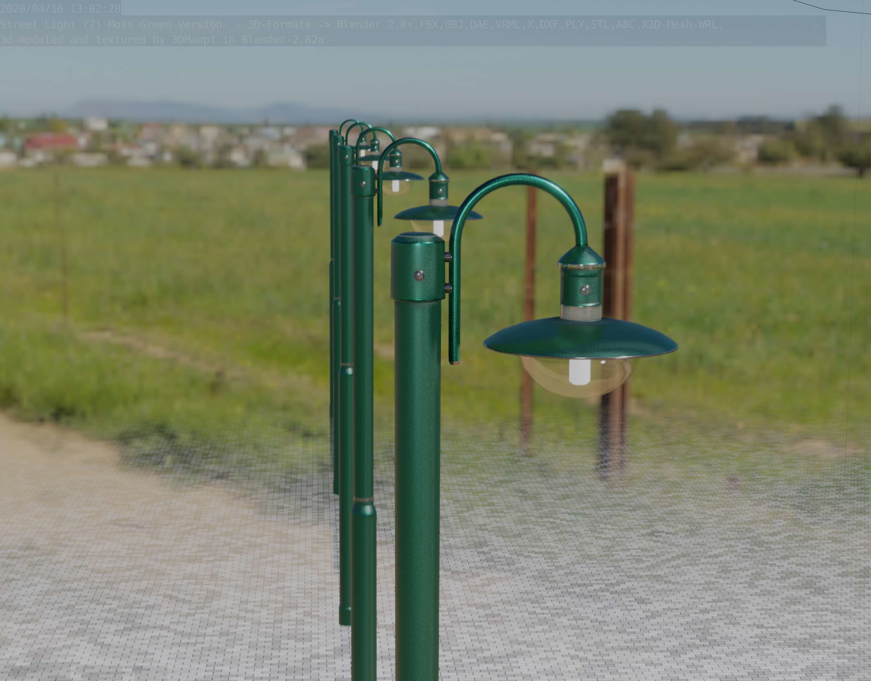 Street Light -7- Moss Green Version -1 Lamp- Low-poly 3D model_94