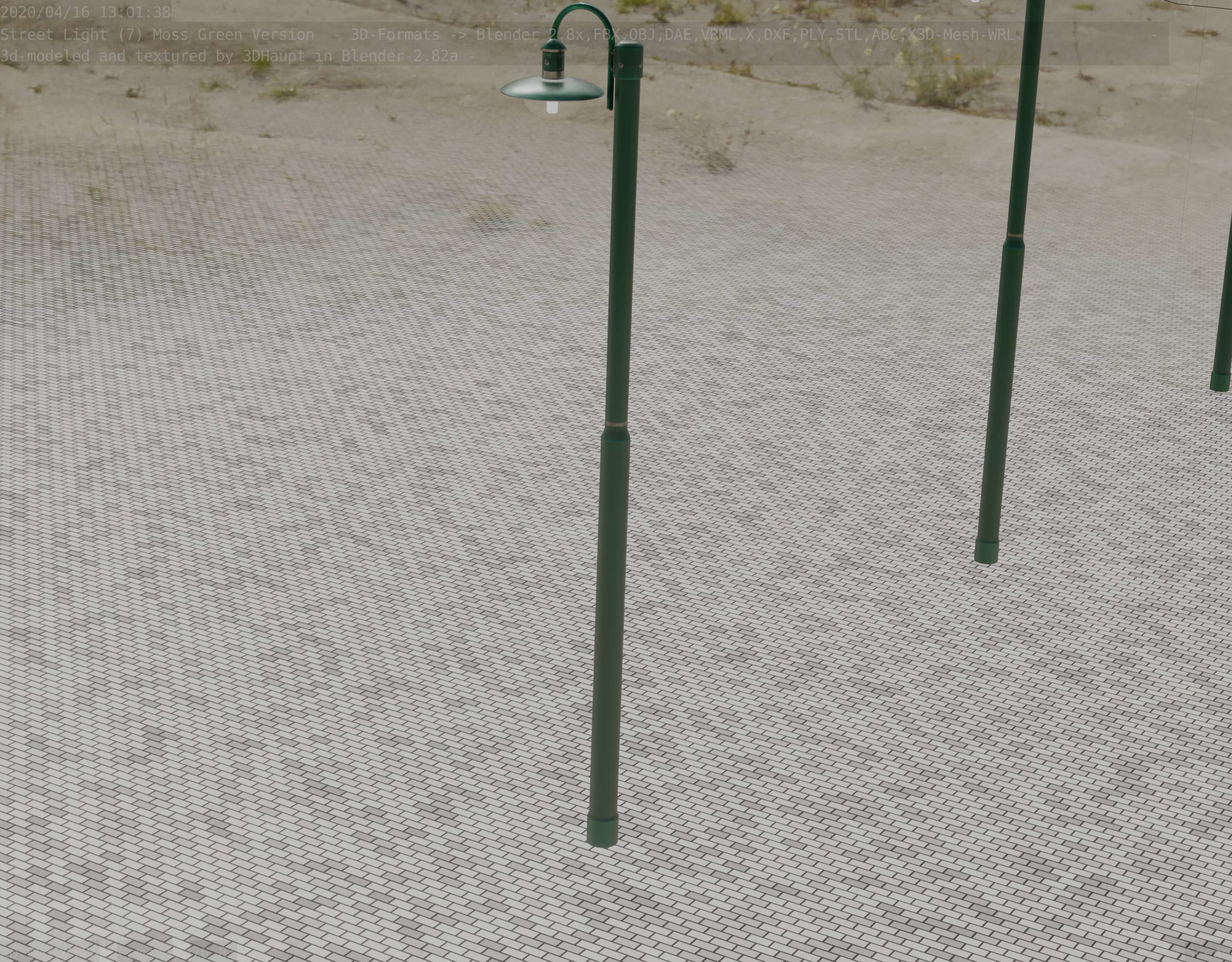 Street Light -7- Moss Green Version -1 Lamp- Low-poly 3D model_74