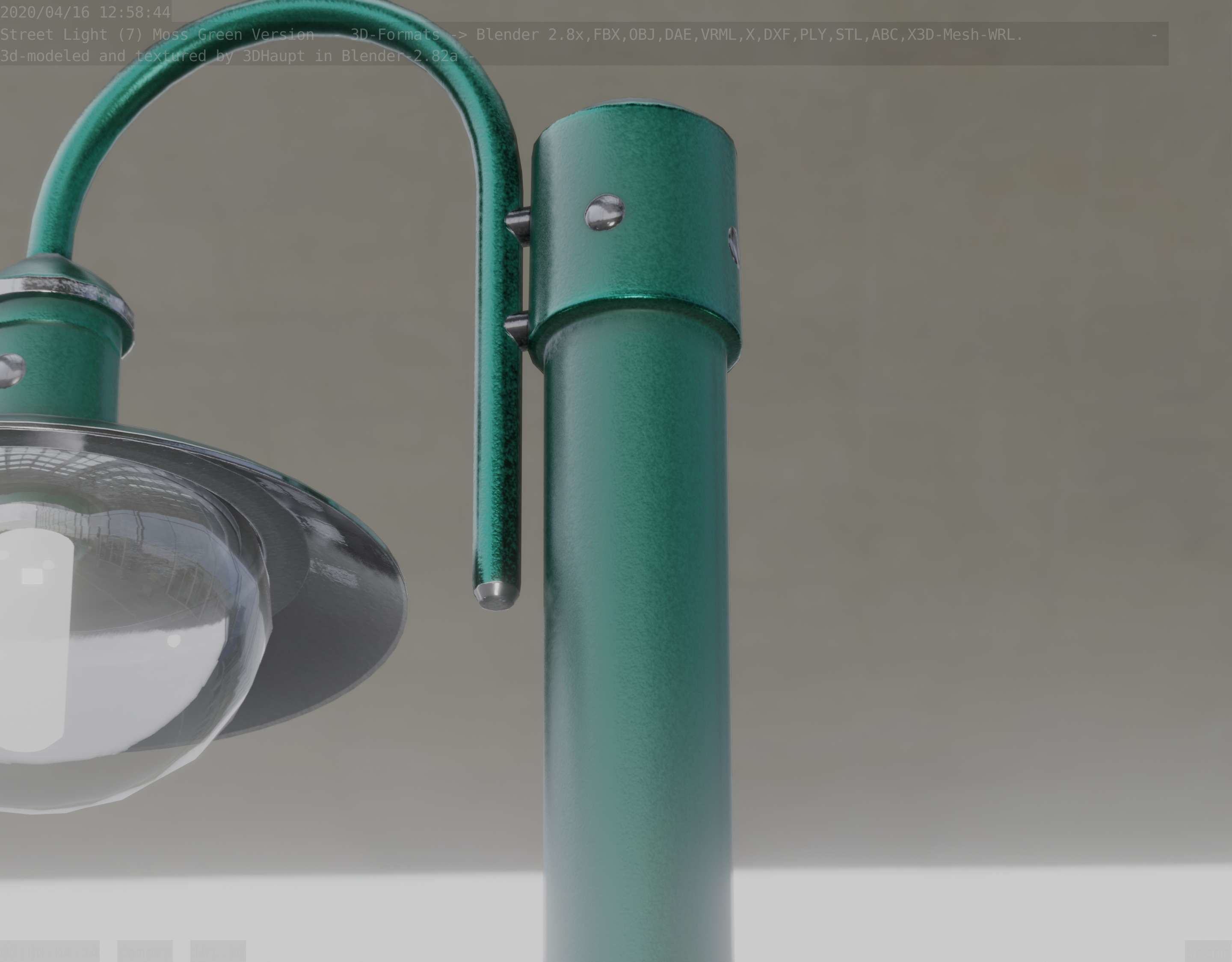Street Light -7- Moss Green Version -1 Lamp- Low-poly 3D model_29