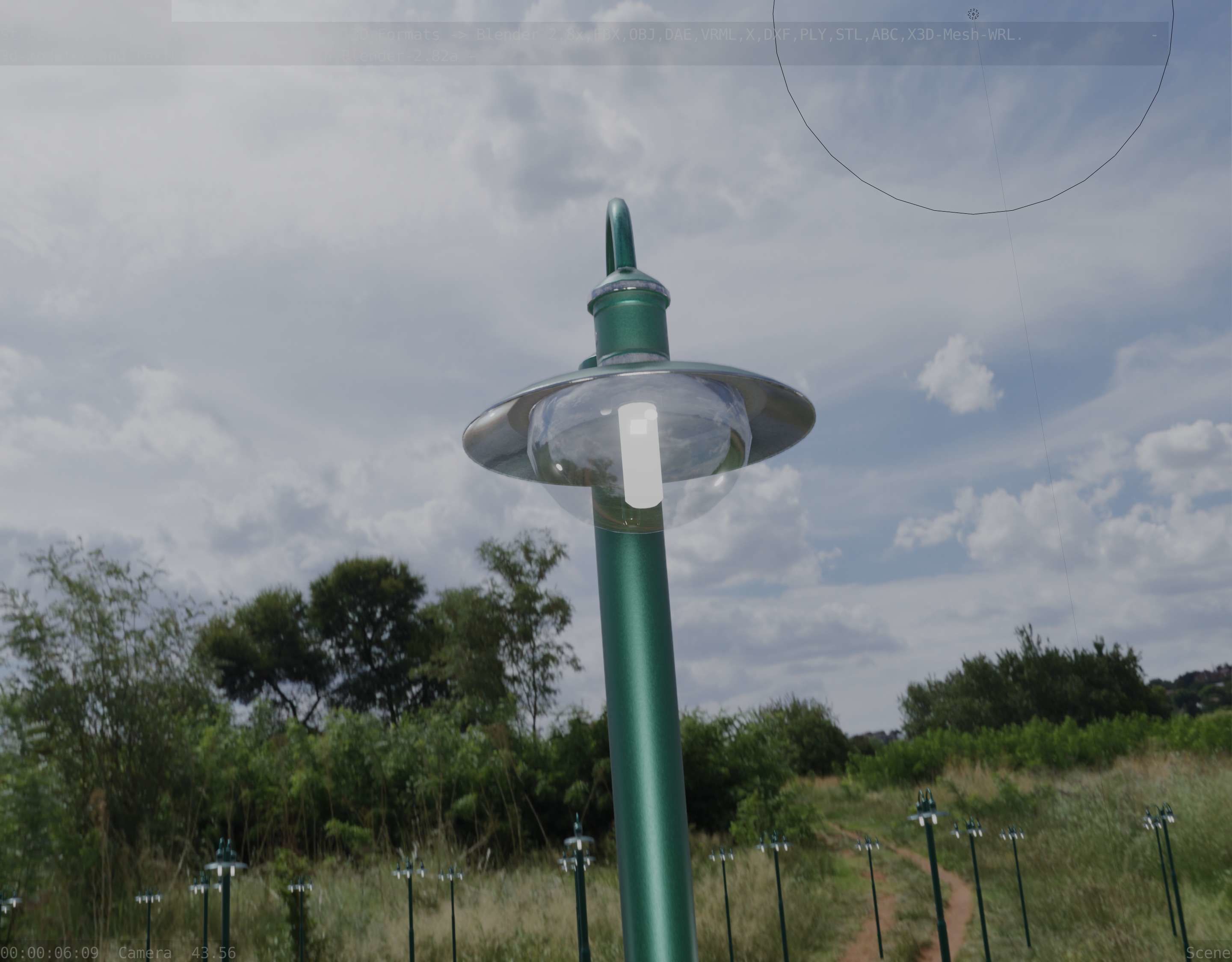 Street Light -7- Moss Green Version -1 Lamp- Low-poly 3D model_53