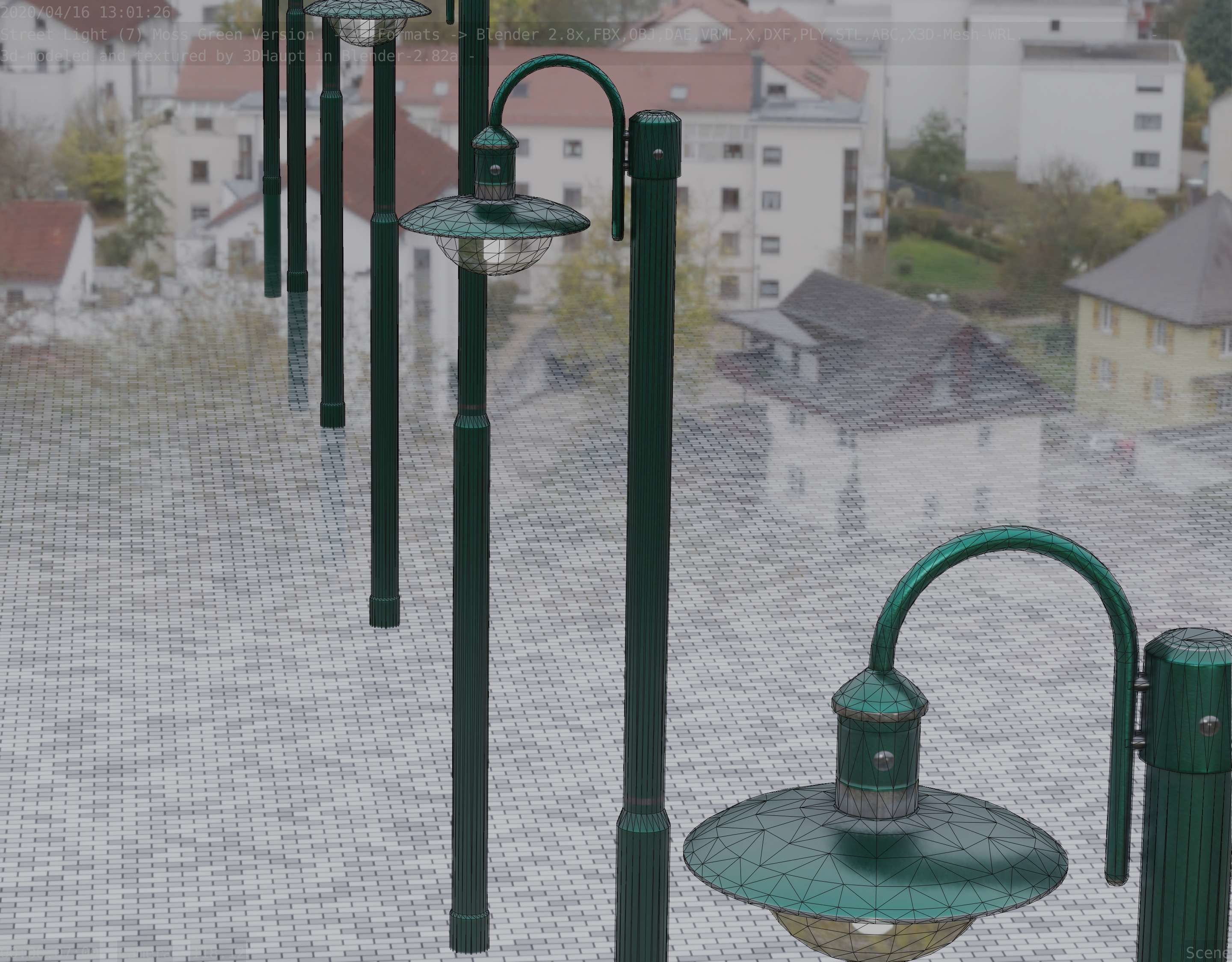 Street Light -7- Moss Green Version -1 Lamp- Low-poly 3D model_68