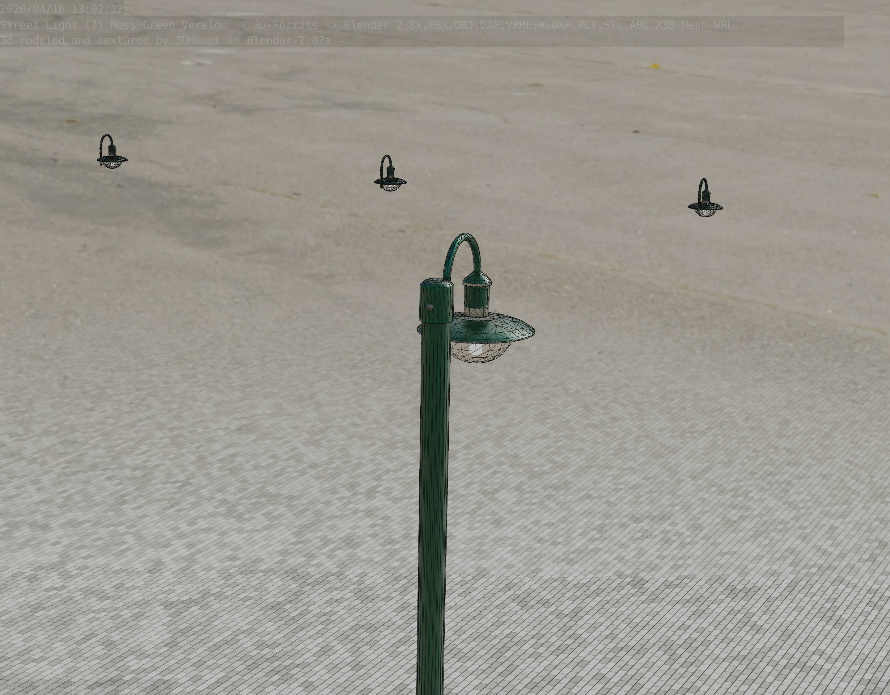 Street Light -7- Moss Green Version -1 Lamp- Low-poly 3D model_86