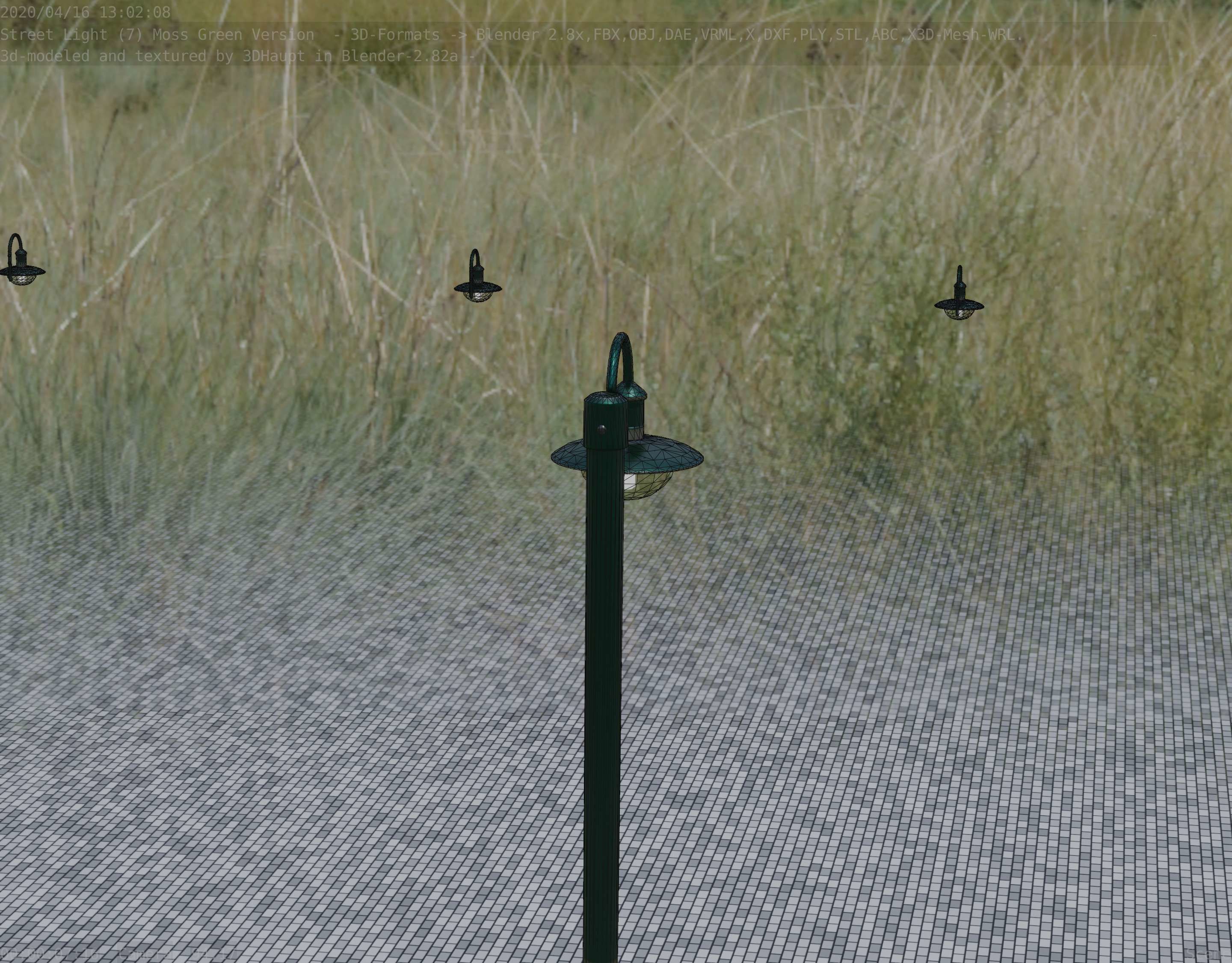 Street Light -7- Moss Green Version -1 Lamp- Low-poly 3D model_84