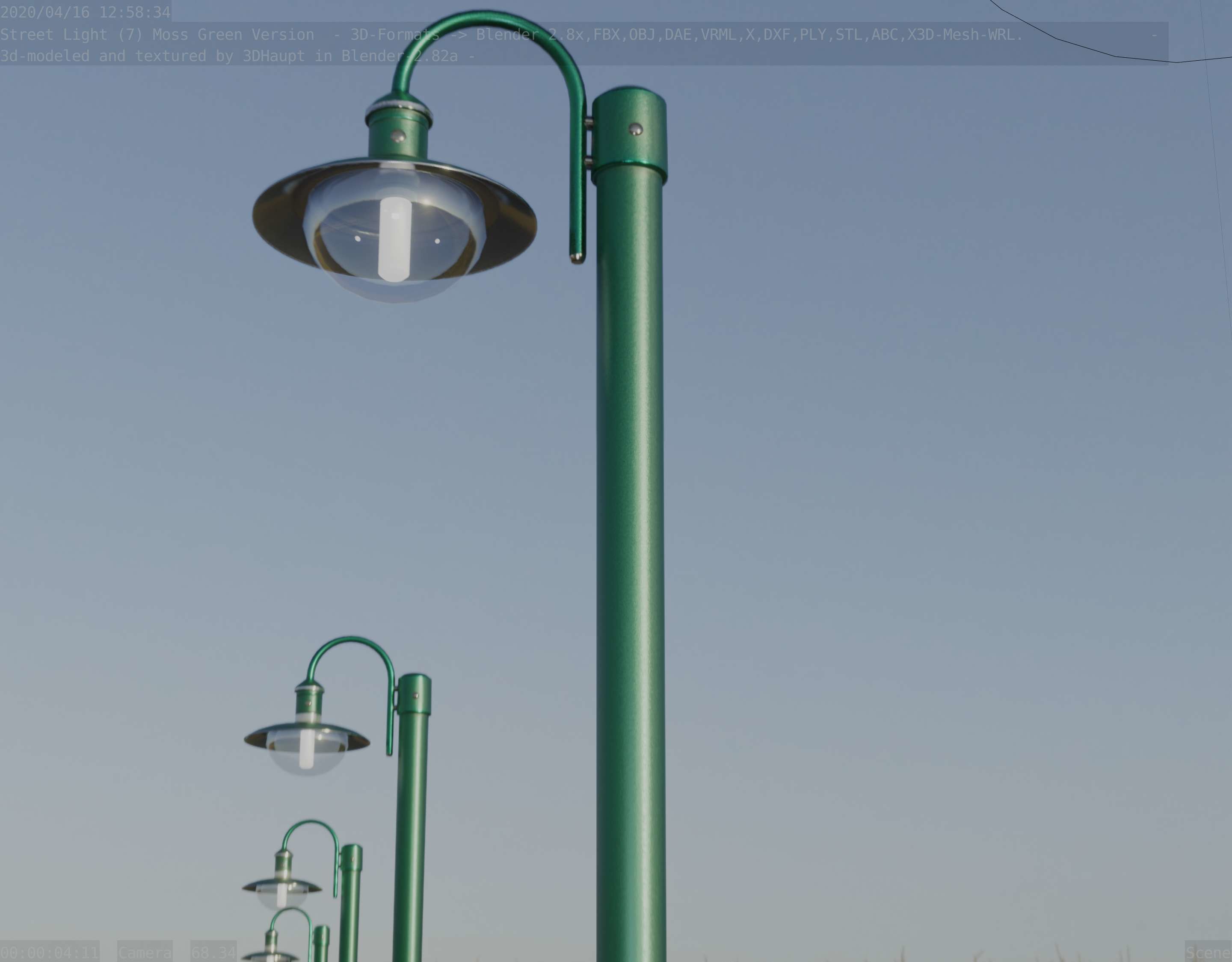 Street Light -7- Moss Green Version -1 Lamp- Low-poly 3D model_27