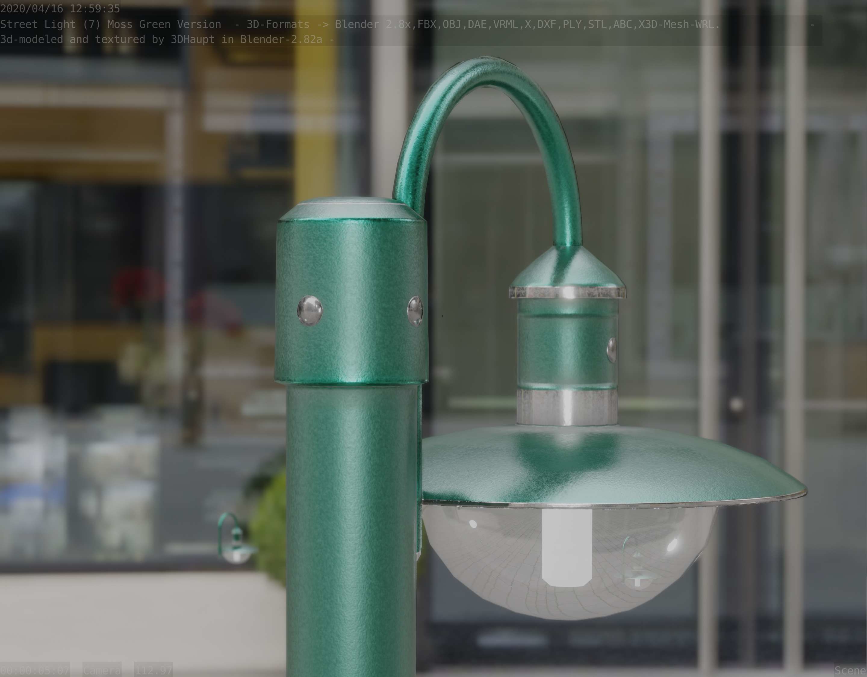 Street Light -7- Moss Green Version -1 Lamp- Low-poly 3D model_40