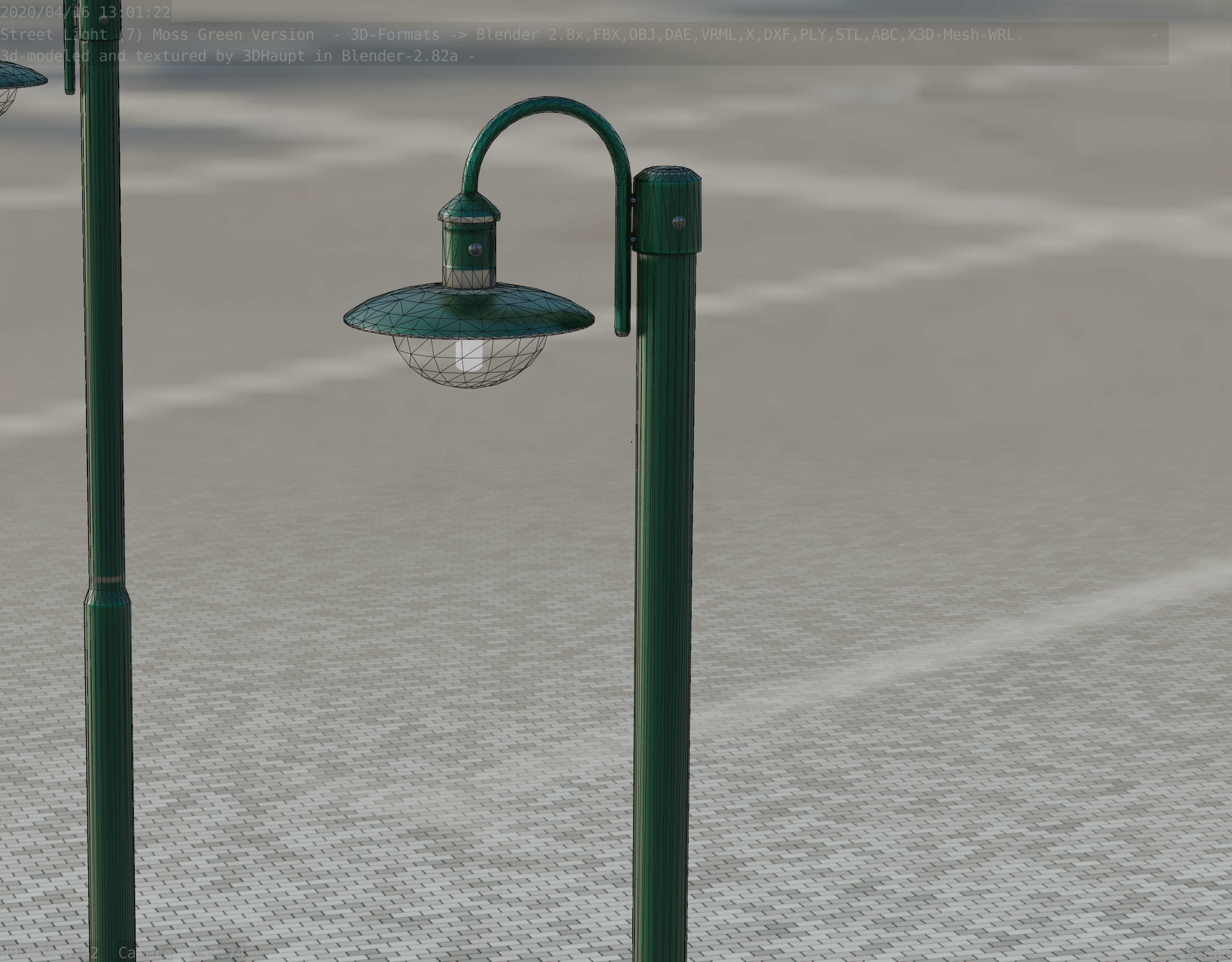 Street Light -7- Moss Green Version -1 Lamp- Low-poly 3D model_66