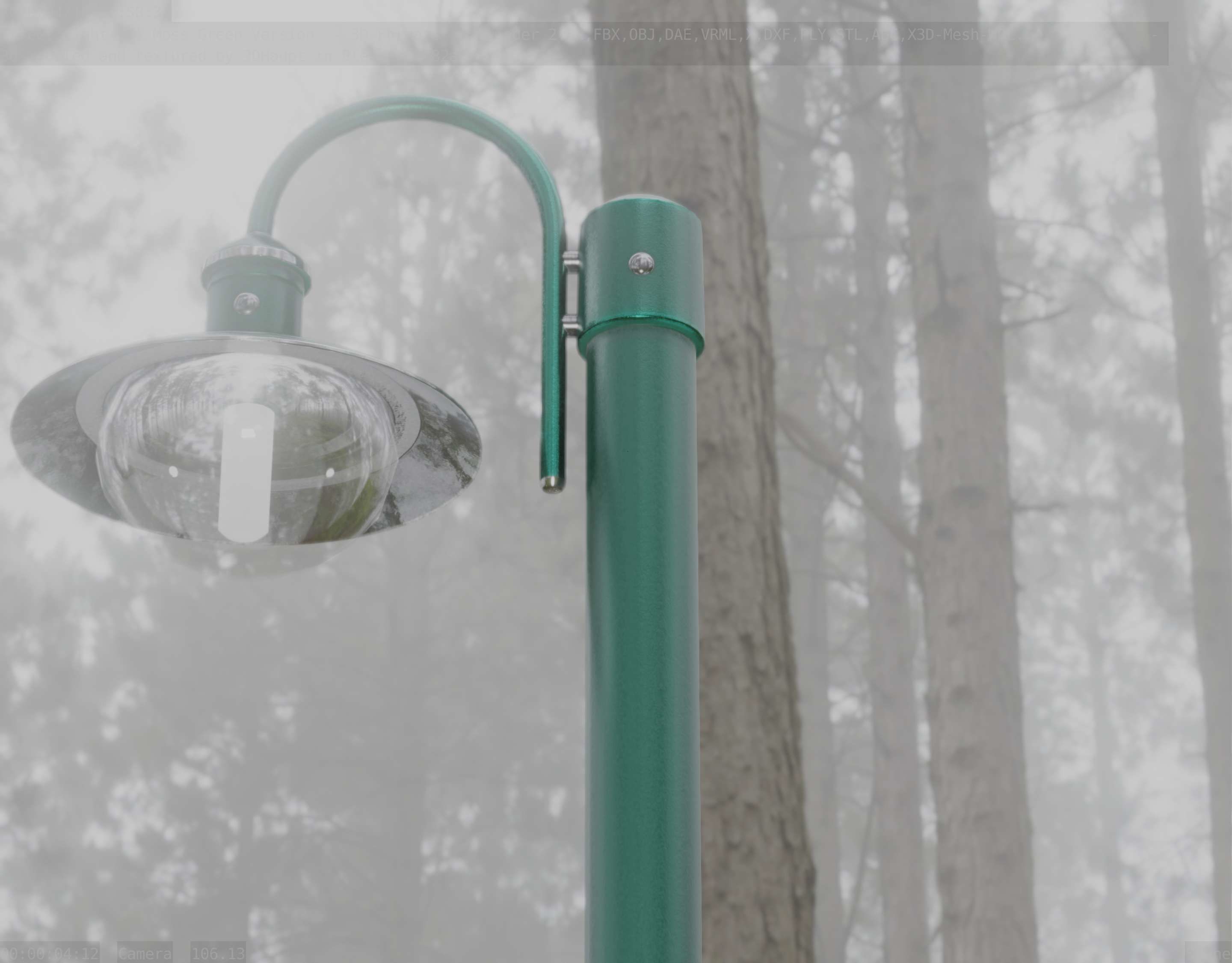 Street Light -7- Moss Green Version -1 Lamp- Low-poly 3D model_28