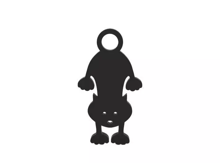 Keychain cat silhouette 3D print model_0