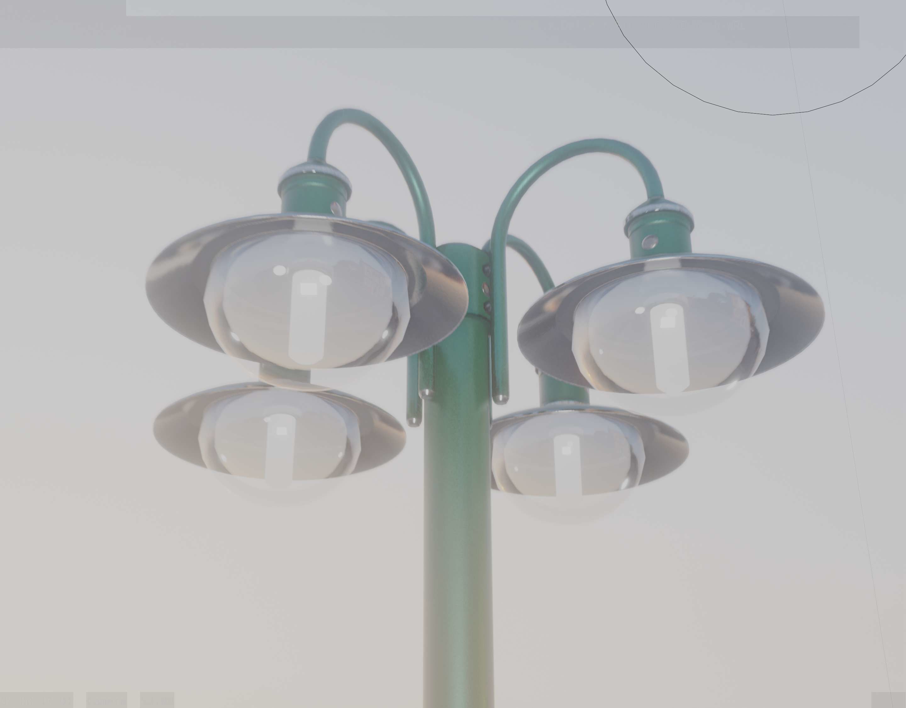Street Light -7- Moss Green Version -4 Lamps- Low-poly 3D model_26