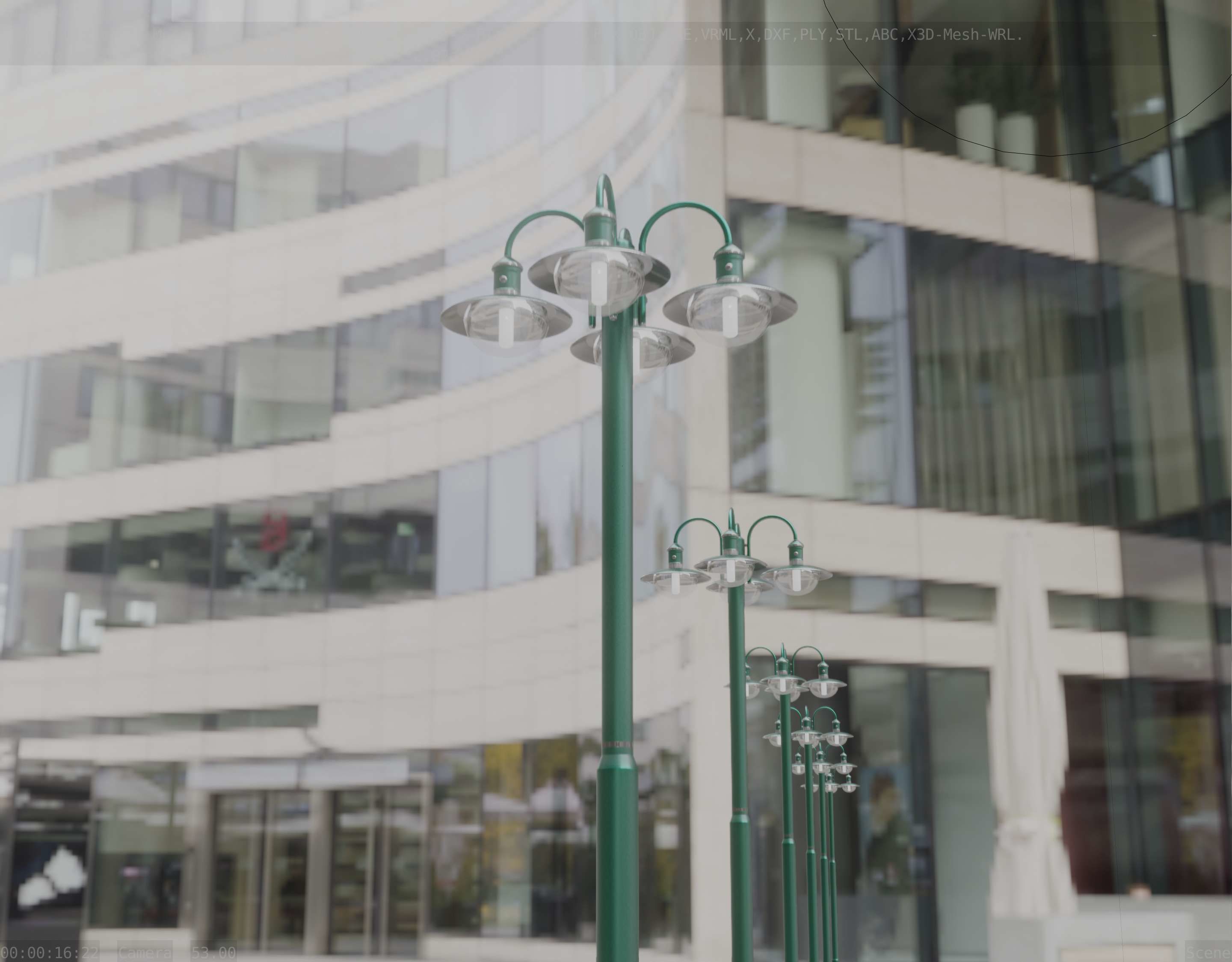 Street Light -7- Moss Green Version -4 Lamps- Low-poly 3D model_23