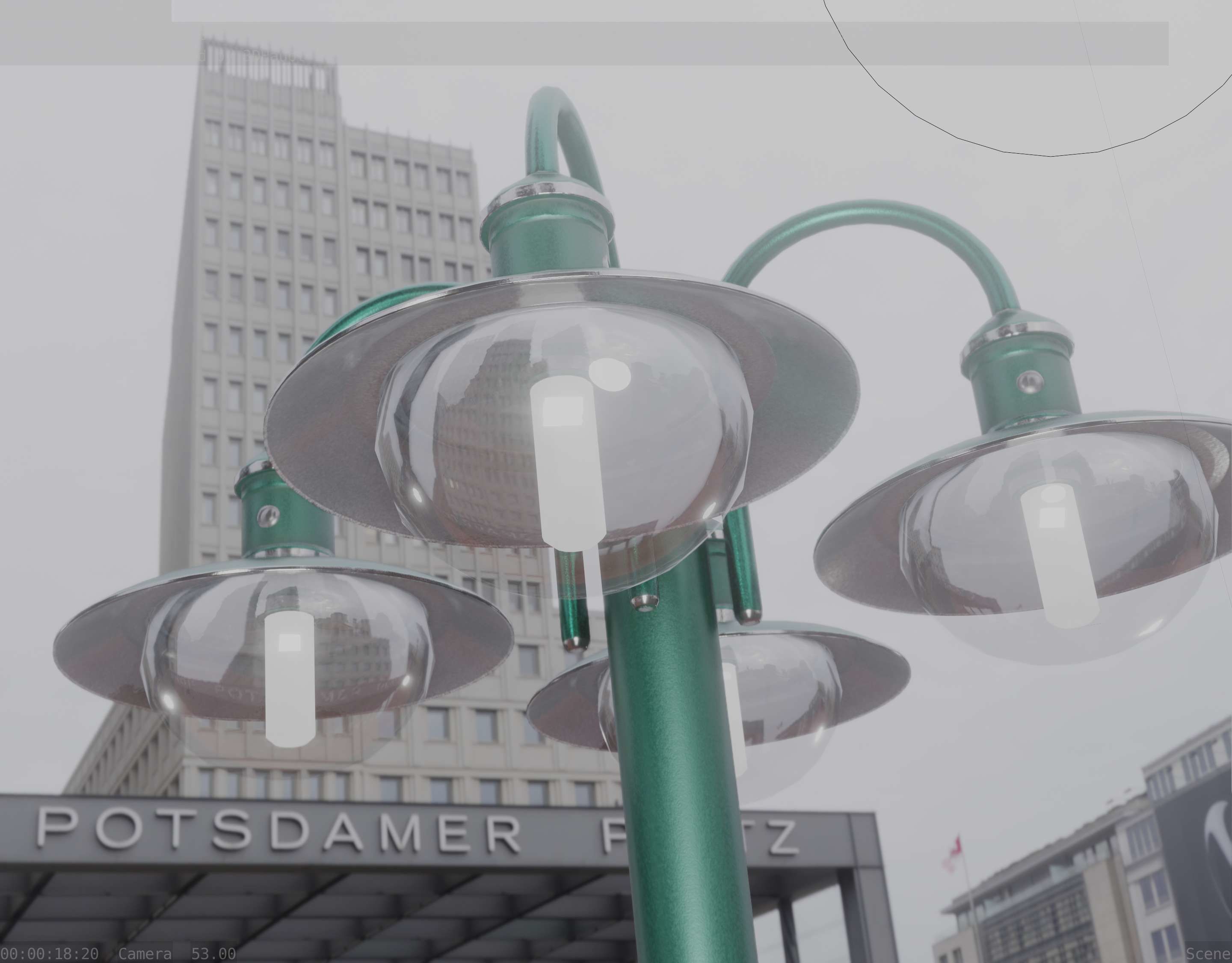 Street Light -7- Moss Green Version -4 Lamps- Low-poly 3D model_69