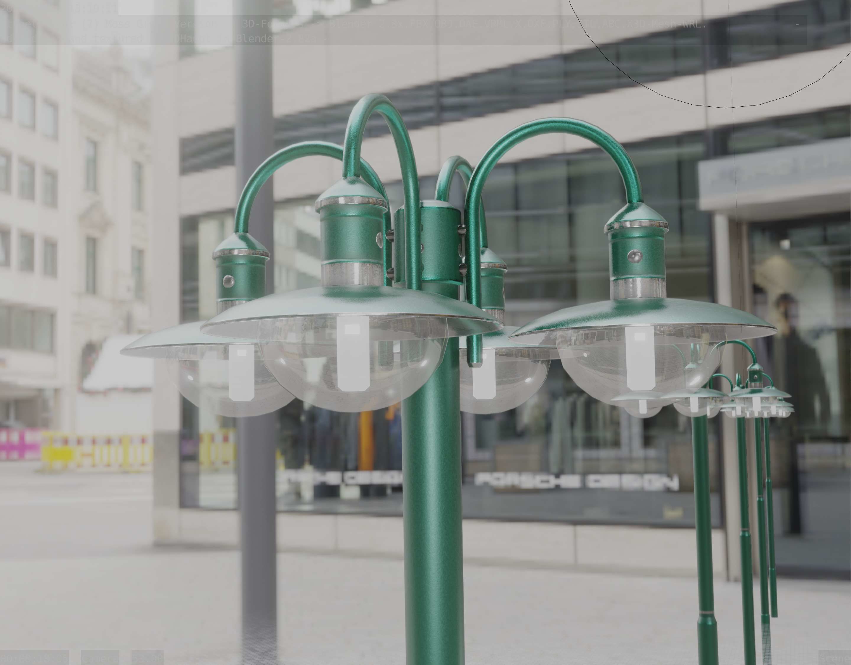 Street Light -7- Moss Green Version -4 Lamps- Low-poly 3D model_54