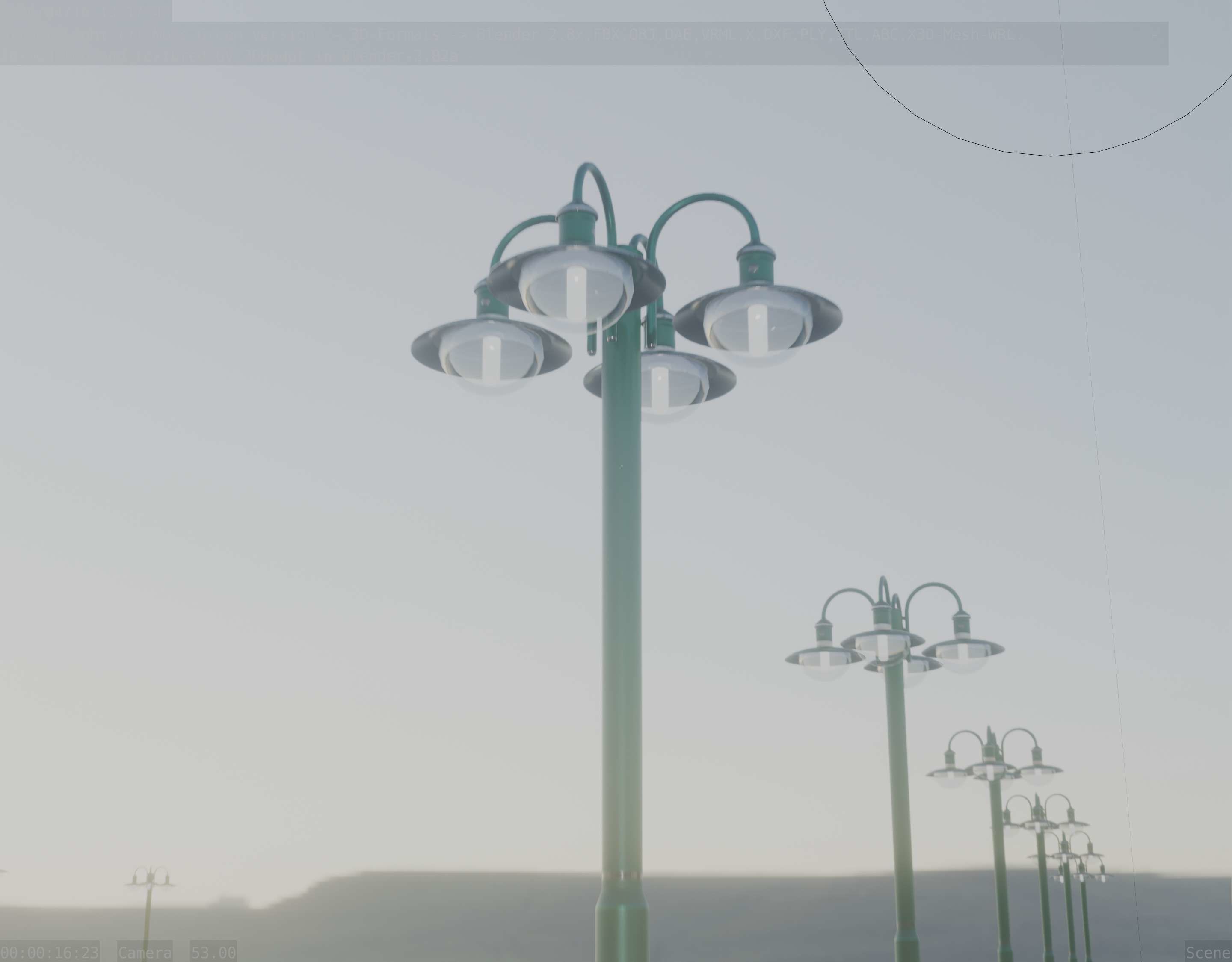 Street Light -7- Moss Green Version -4 Lamps- Low-poly 3D model_24