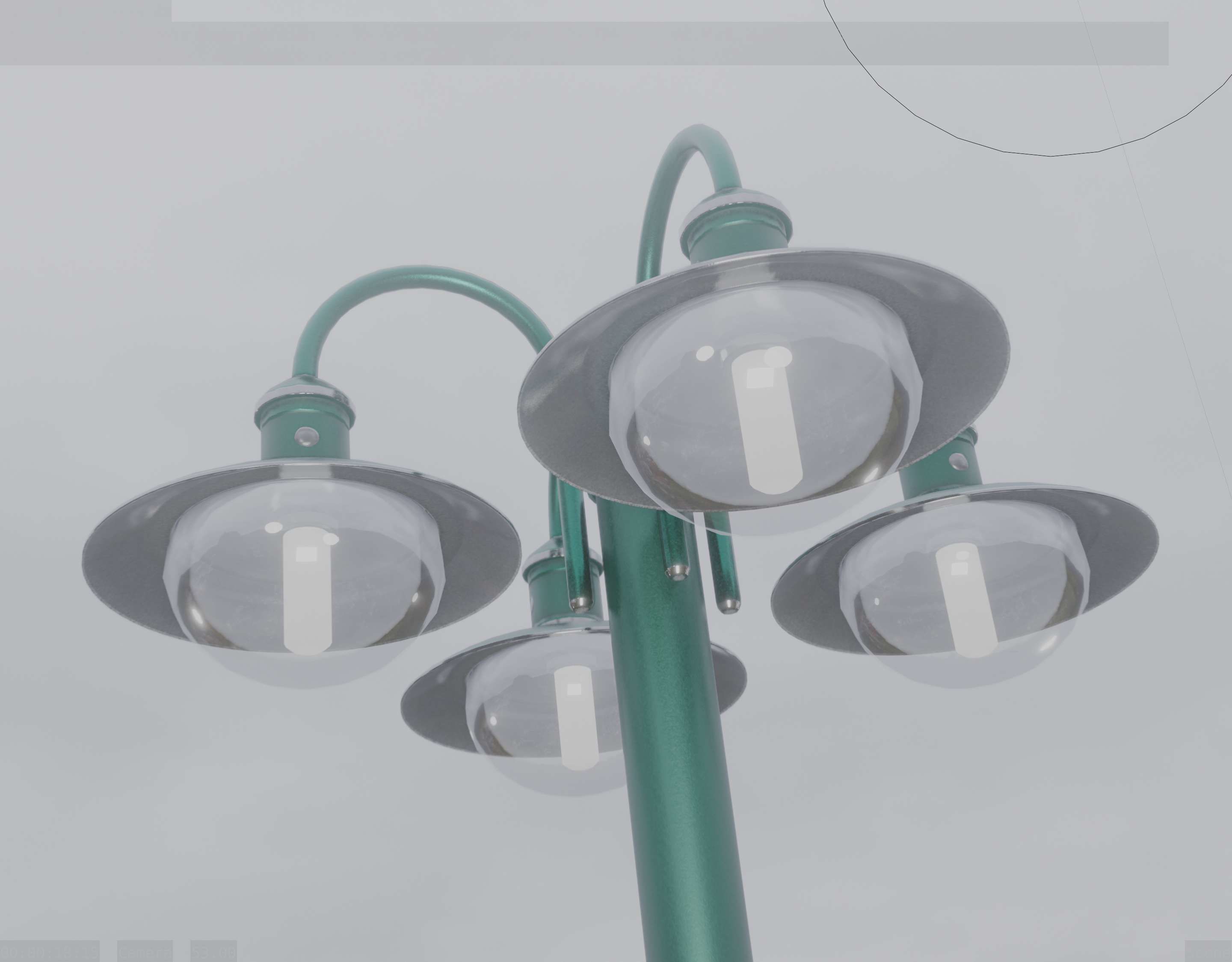 Street Light -7- Moss Green Version -4 Lamps- Low-poly 3D model_64