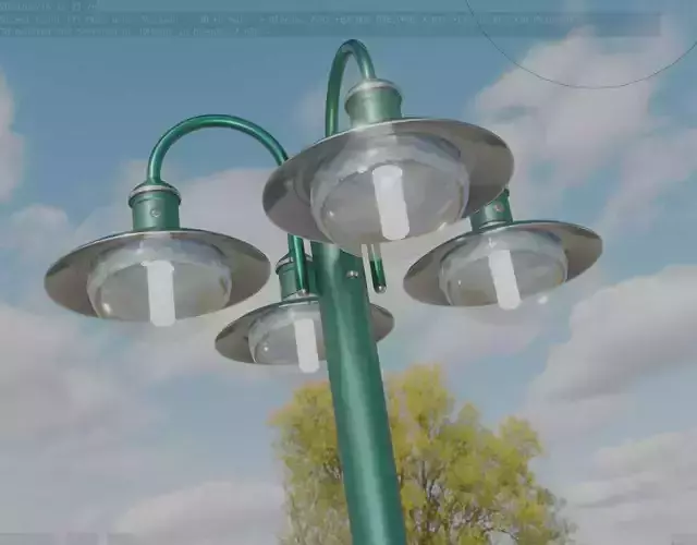 Street Light -7- Moss Green Version -4 Lamps- Low-poly 3D model