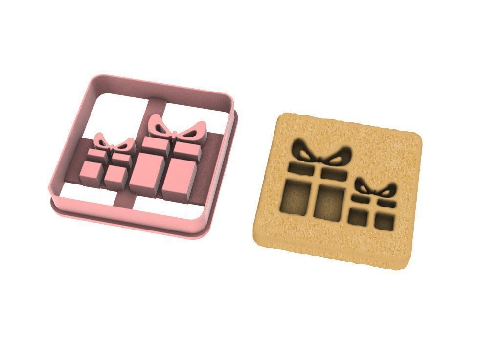 Gifts cookie cutter 3D print model_5