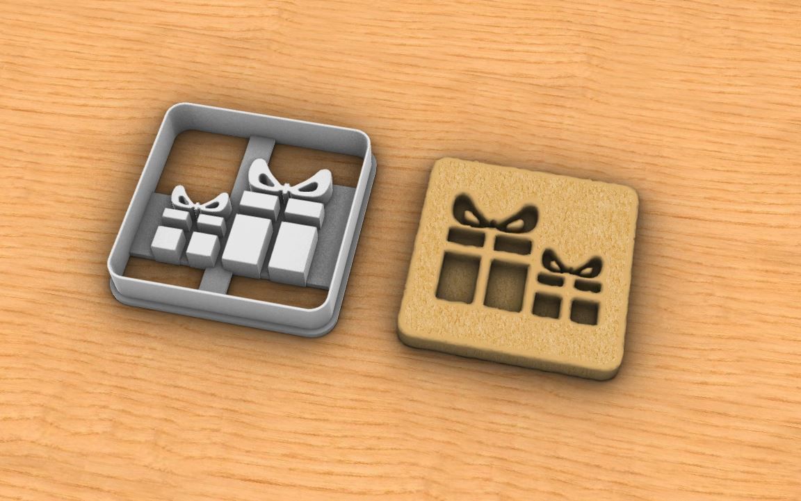 Gifts cookie cutter 3D print model_4