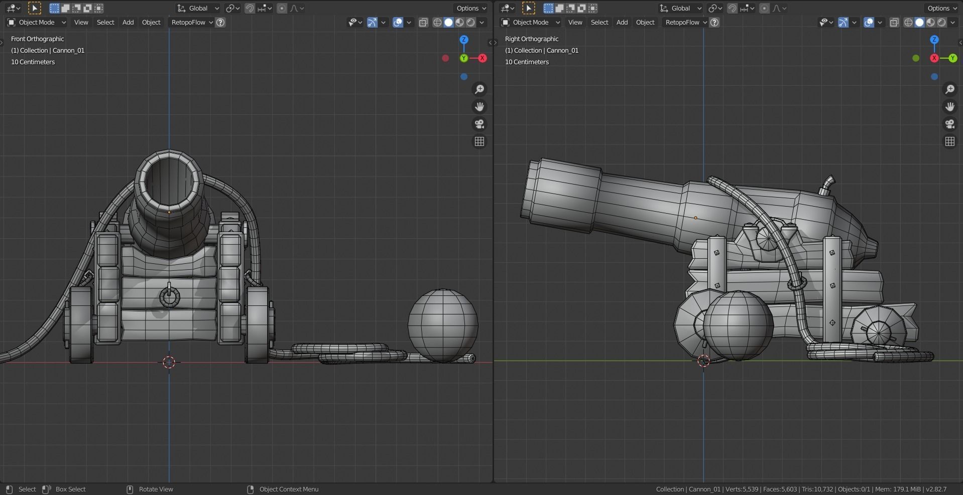 Stylized Pirate Cannons Pack Low-poly 3D model_7