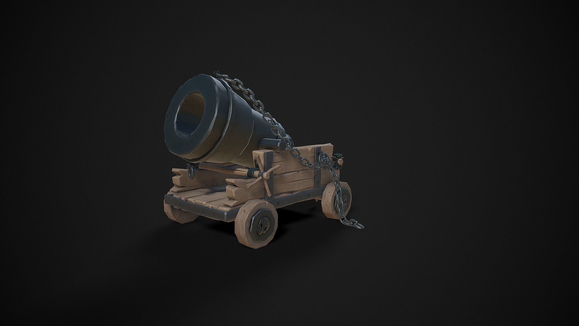 Stylized Pirate Cannons Pack Low-poly 3D model_11