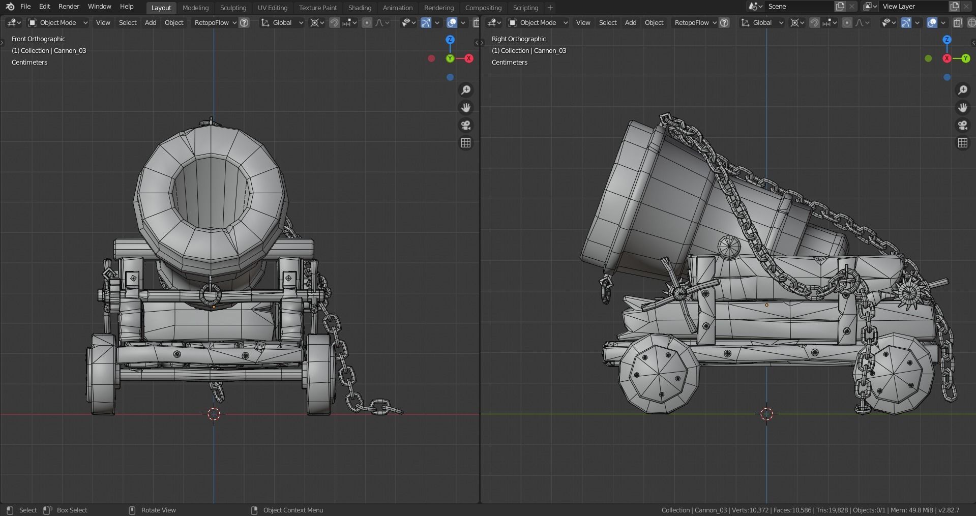 Stylized Pirate Cannons Pack Low-poly 3D model_13