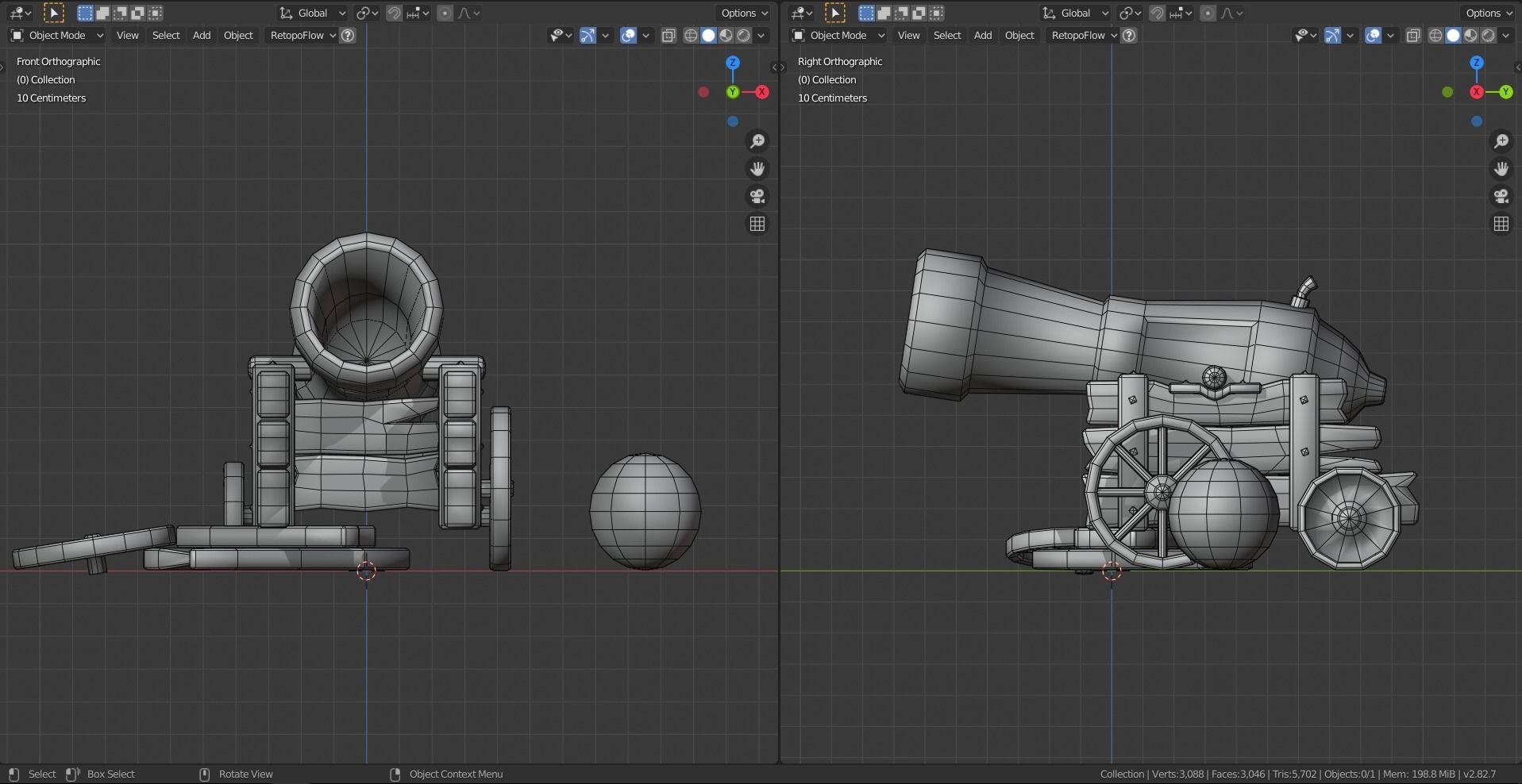 Stylized Pirate Cannons Pack Low-poly 3D model_10