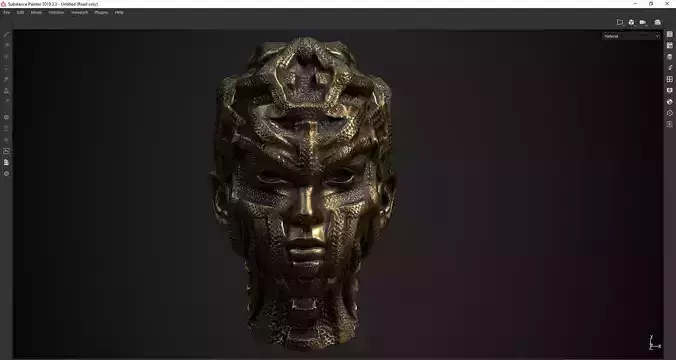 woman bronze head low poly 