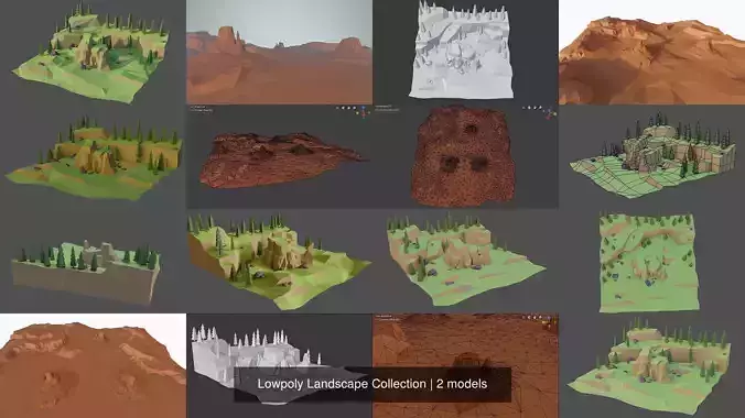 Lowpoly Landscape Collection with trees 