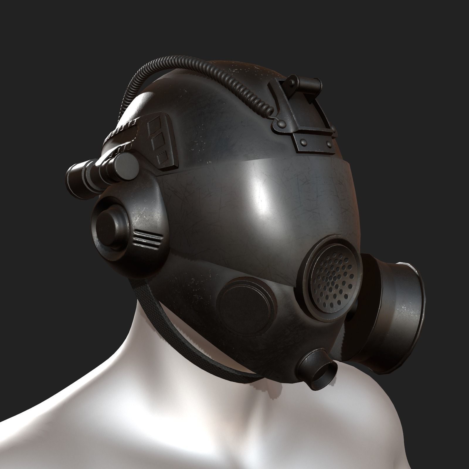 Helmet gas mask protection futuristic scifi fantasy Low-poly 3D model_5