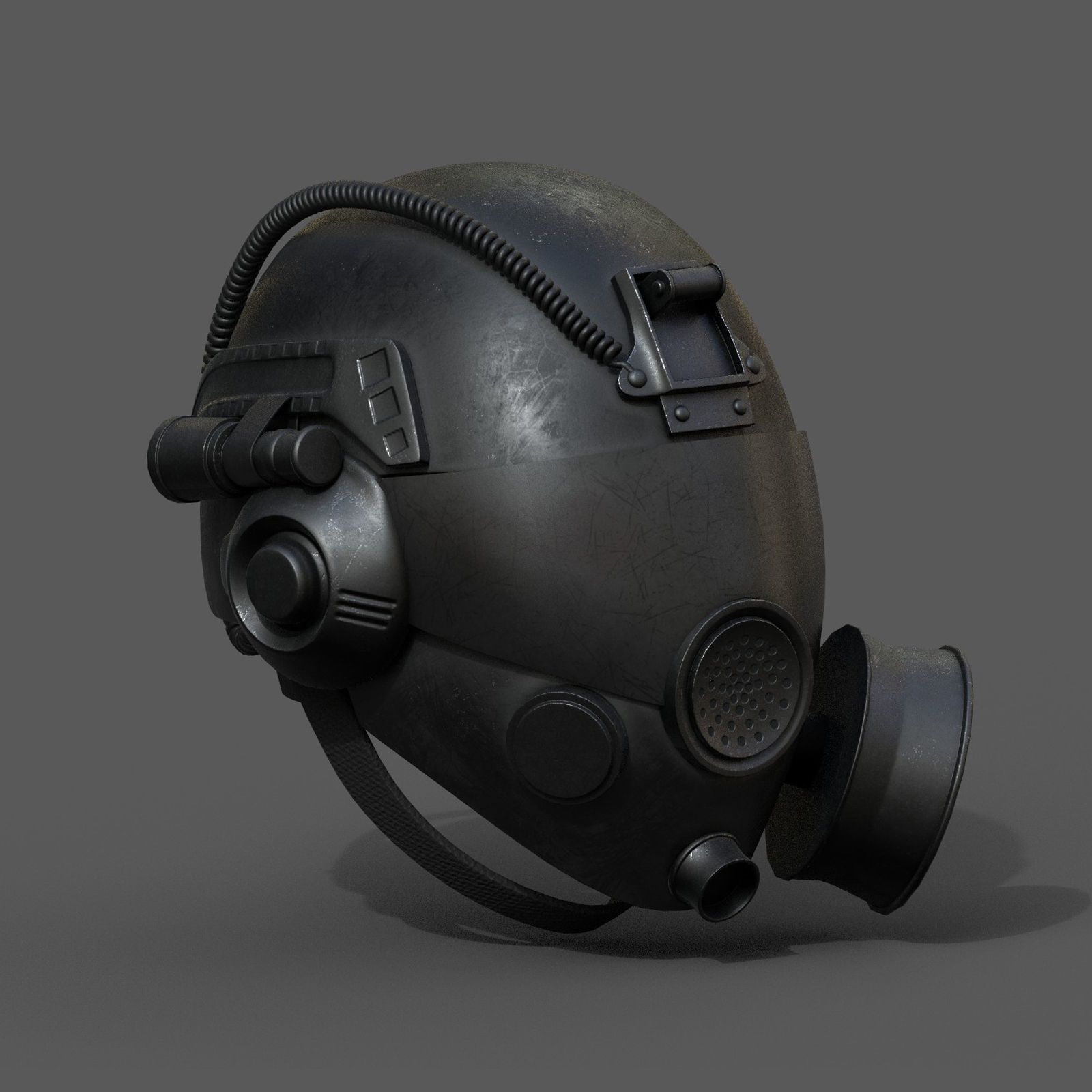 Helmet gas mask protection futuristic scifi fantasy Low-poly 3D model_2