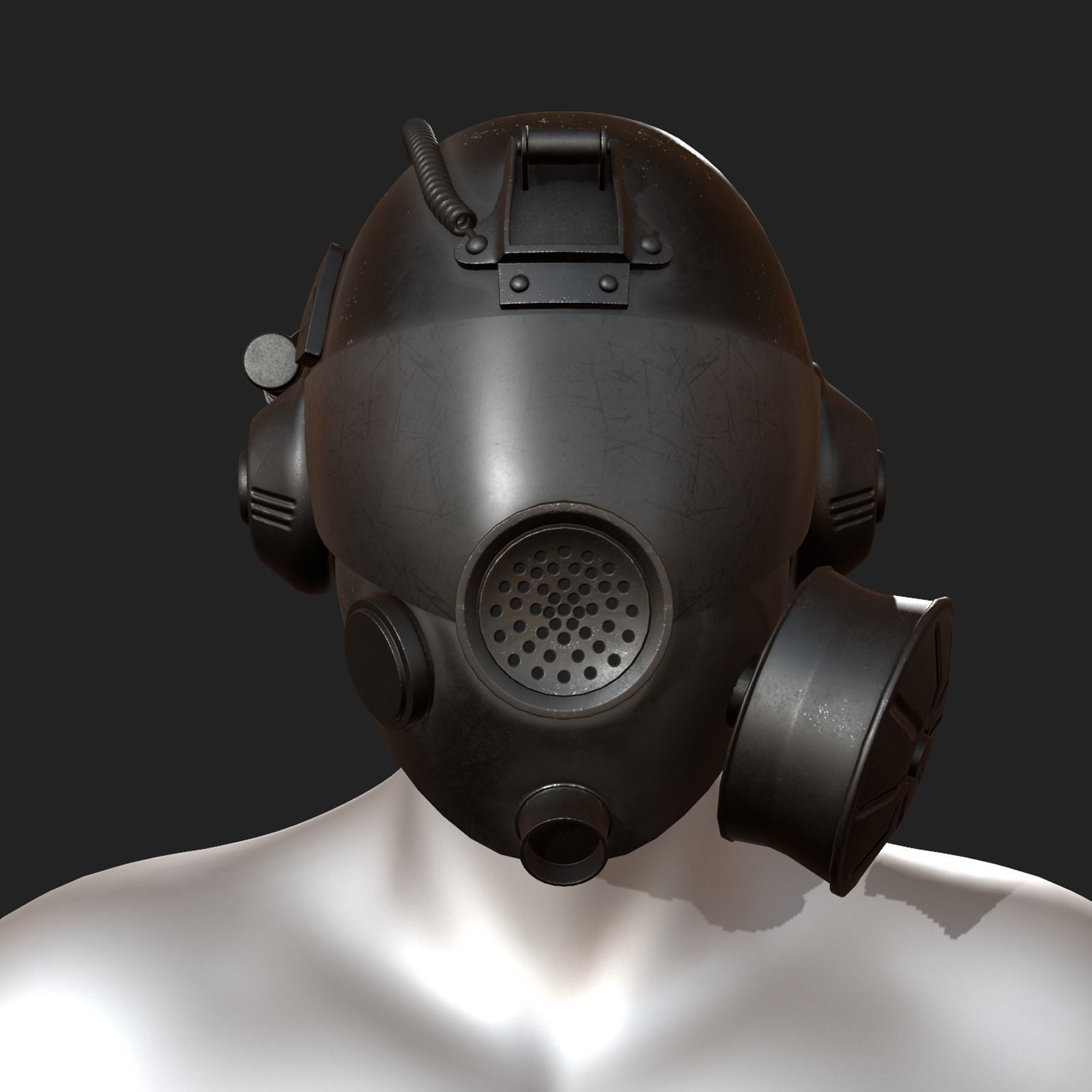 Helmet gas mask protection futuristic scifi fantasy Low-poly 3D model_4