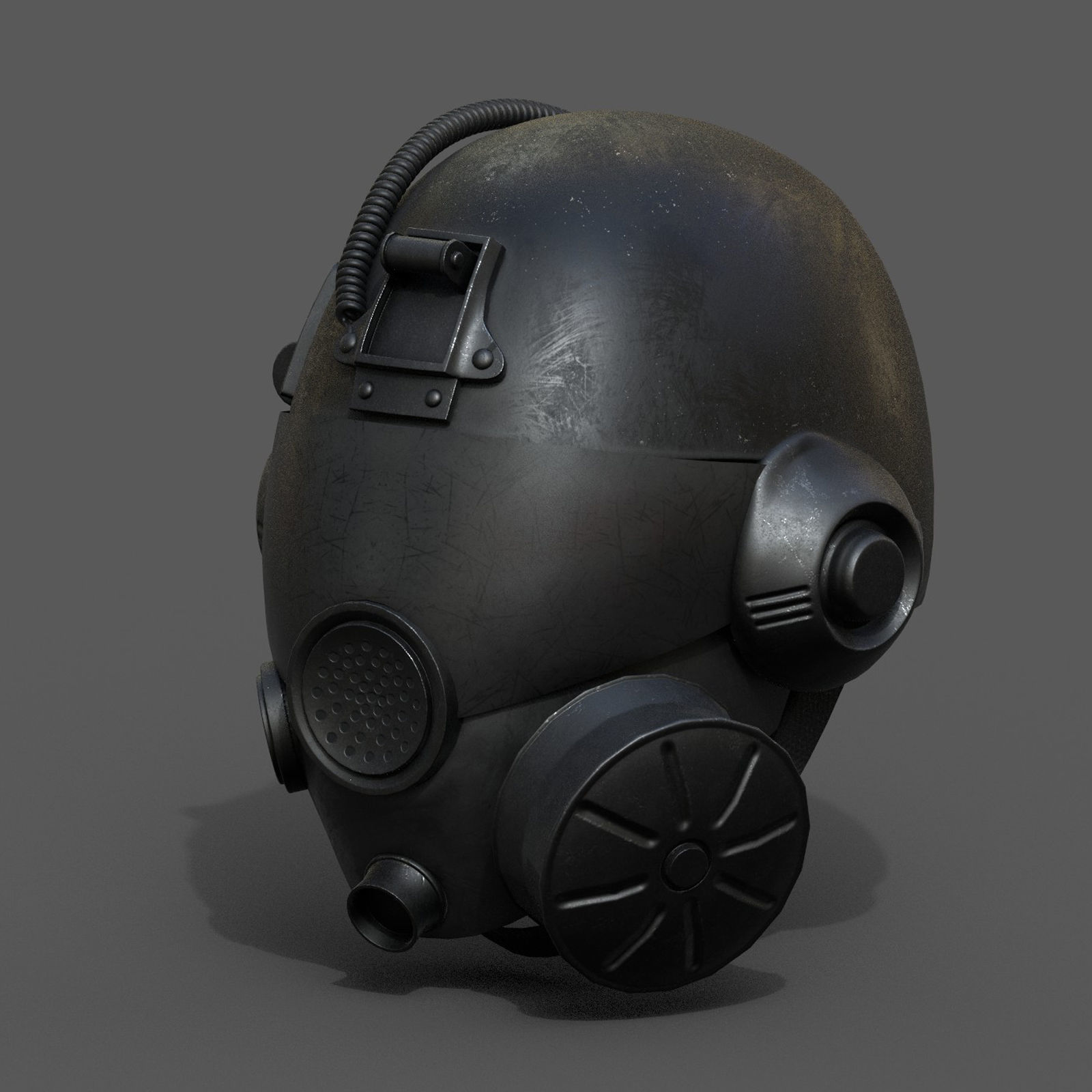 Helmet gas mask protection futuristic scifi fantasy Low-poly 3D model_3