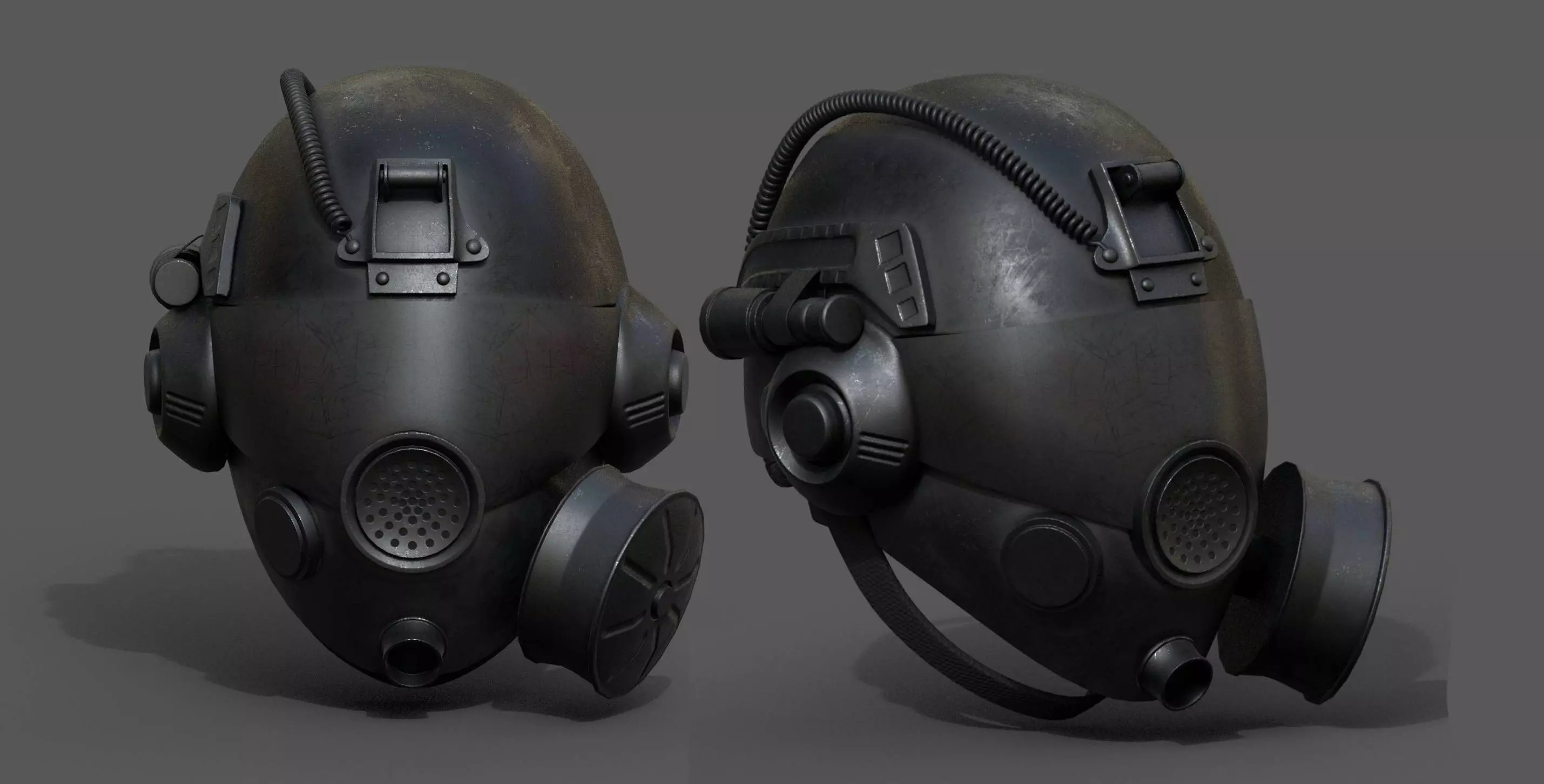 Helmet gas mask protection futuristic scifi fantasy Low-poly 3D model_0