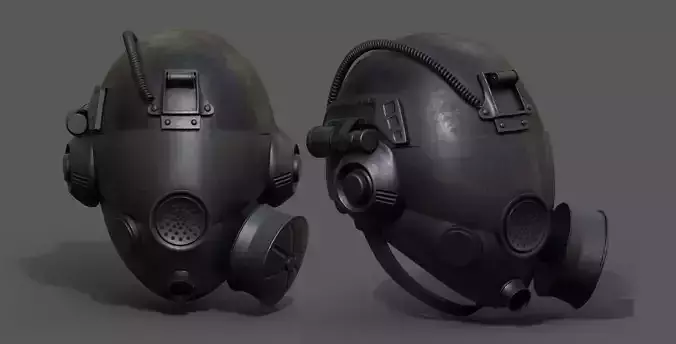 Helmet gas mask protection futuristic scifi fantasy Low-poly 3D model Helmet gas mask protection futuristic scifi fantasy Low-poly 3D model