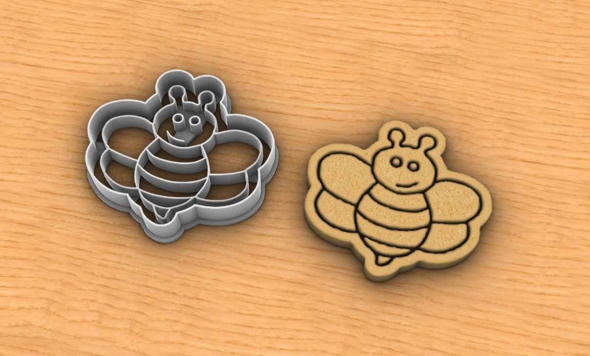 Bee cookie cutter 3D print model_4