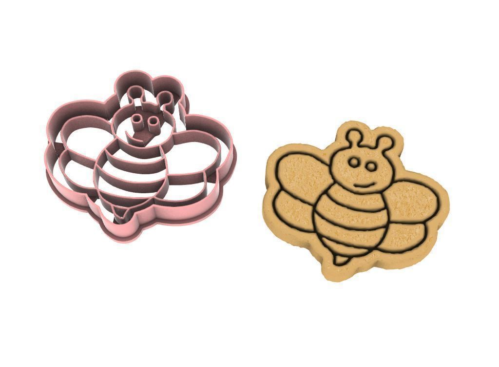 Bee cookie cutter 3D print model_5