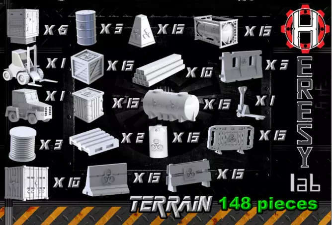 Heresylab - COnstruction Site SciFi Terrain set - 148 models 3D print model_0