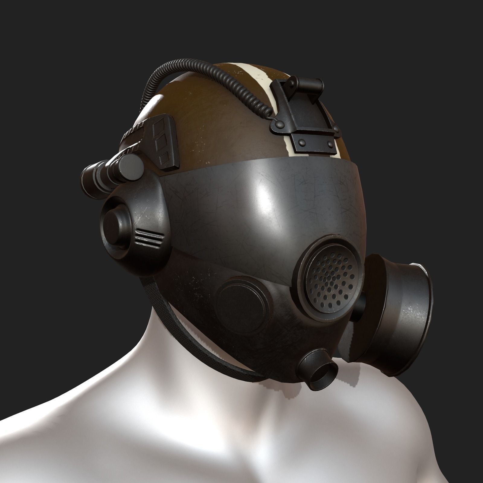 Helmet gas mask scifi military futuristic futuristic technology  Low-poly 3D model_3