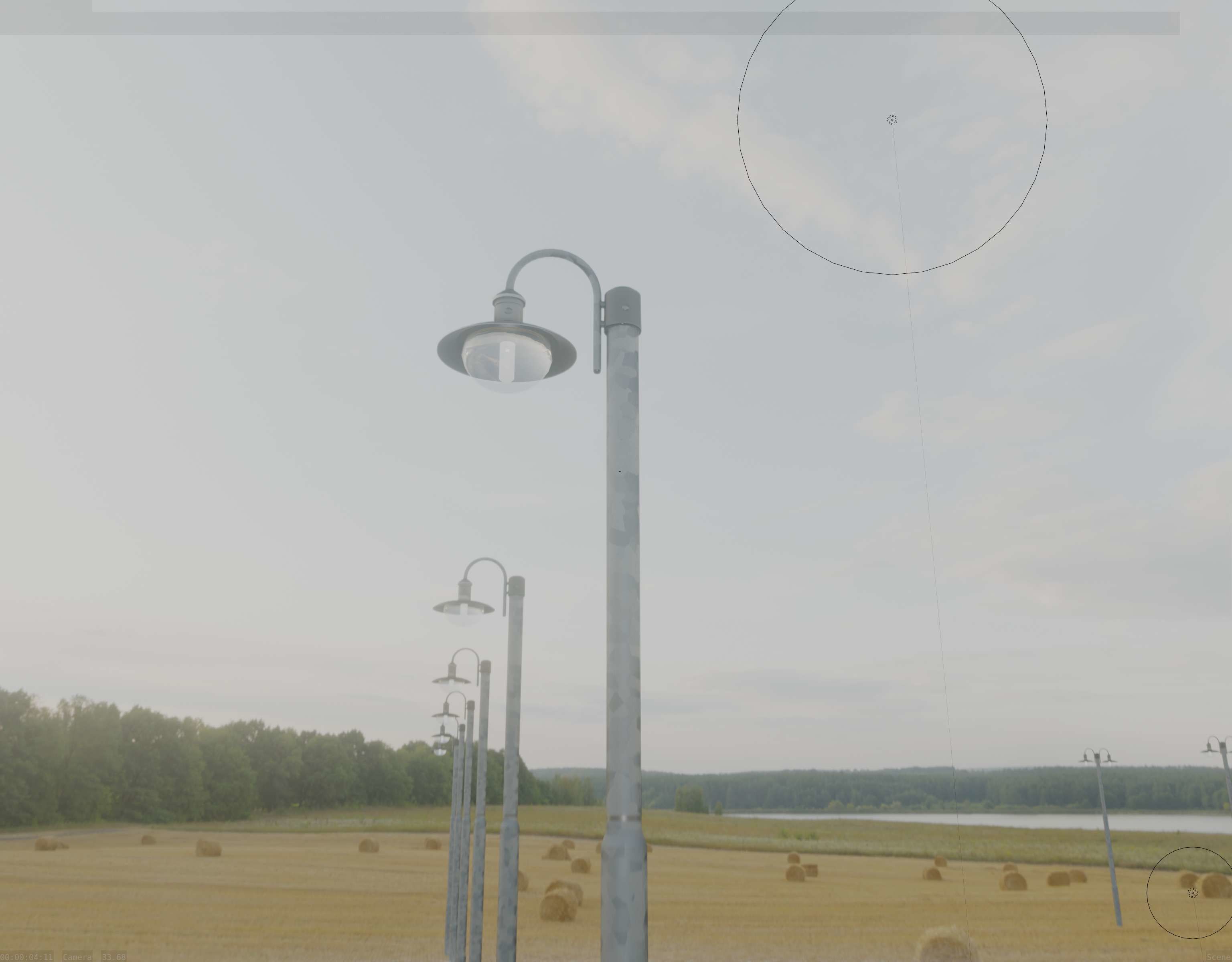 Street Light -7- Galvanized Version -1 Lamp-  Low-poly 3D model_36