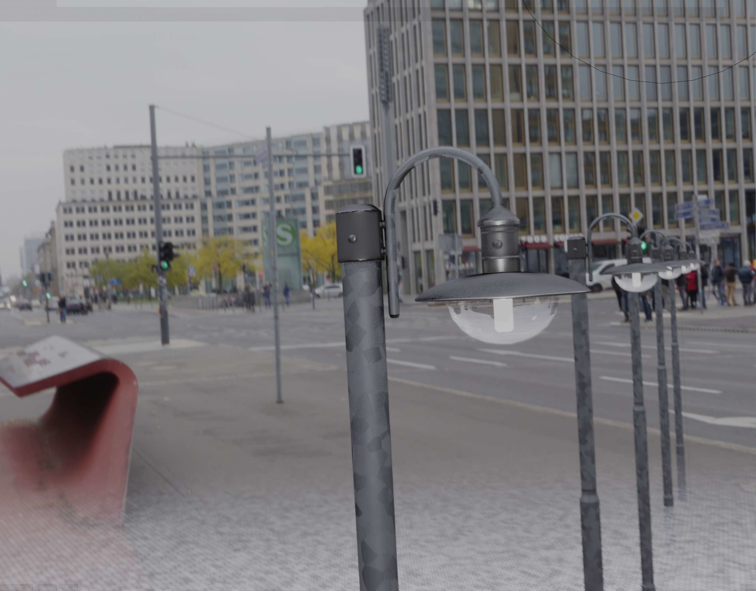 Street Light -7- Galvanized Version -1 Lamp-  Low-poly 3D model_96