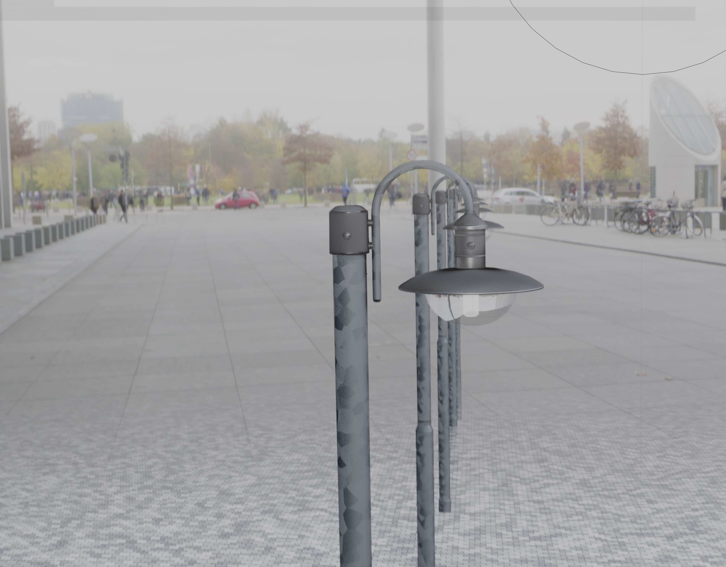 Street Light -7- Galvanized Version -1 Lamp-  Low-poly 3D model_95