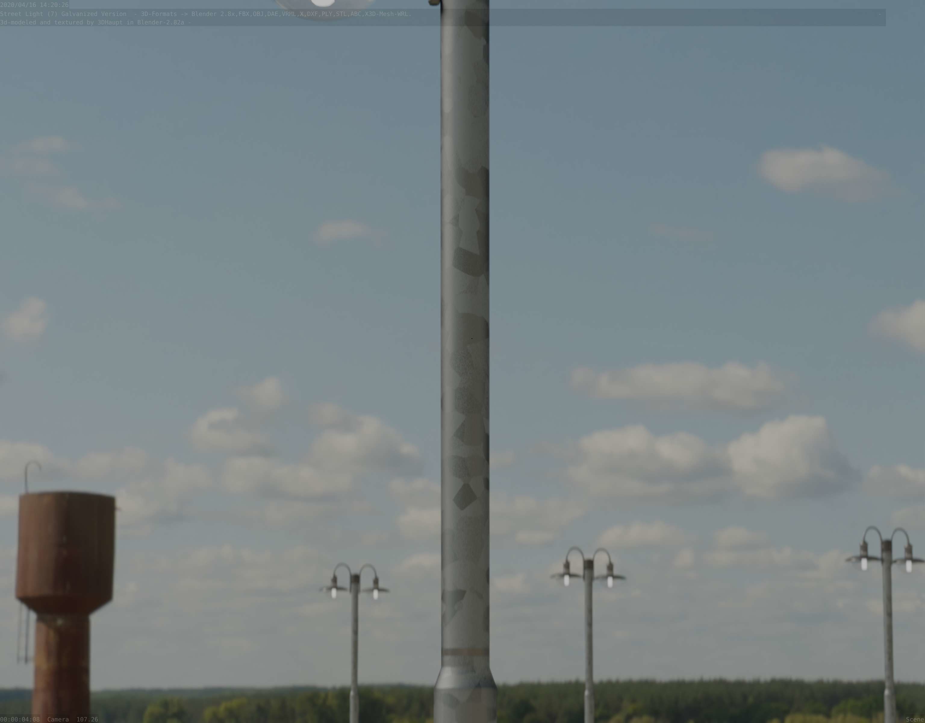 Street Light -7- Galvanized Version -1 Lamp-  Low-poly 3D model_34