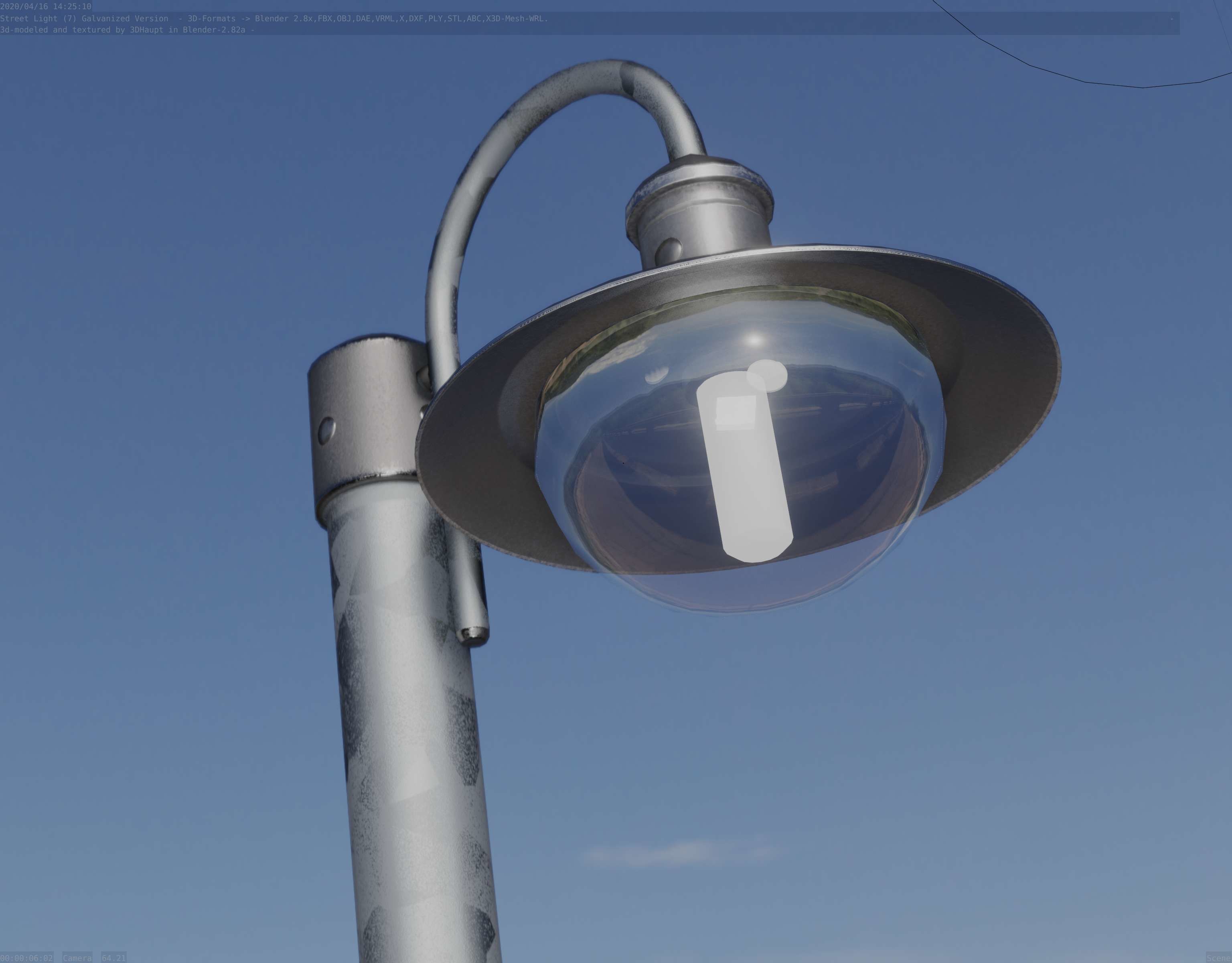 Street Light -7- Galvanized Version -1 Lamp-  Low-poly 3D model_20