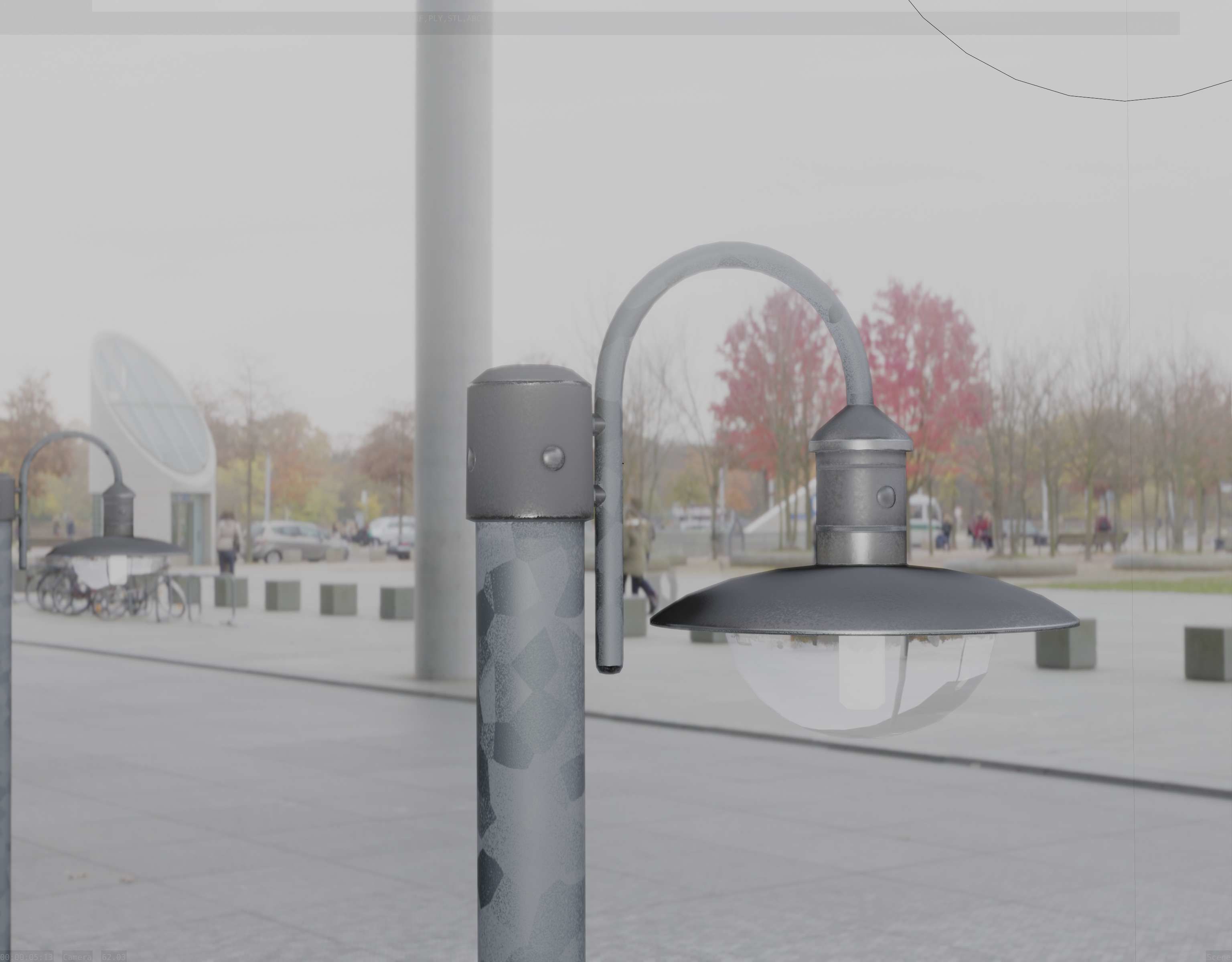 Street Light -7- Galvanized Version -1 Lamp-  Low-poly 3D model_55