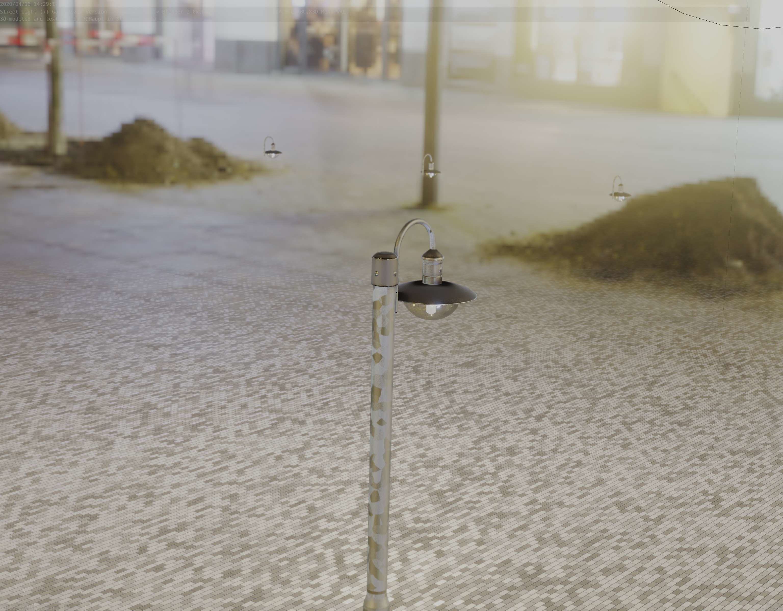 Street Light -7- Galvanized Version -1 Lamp-  Low-poly 3D model_88