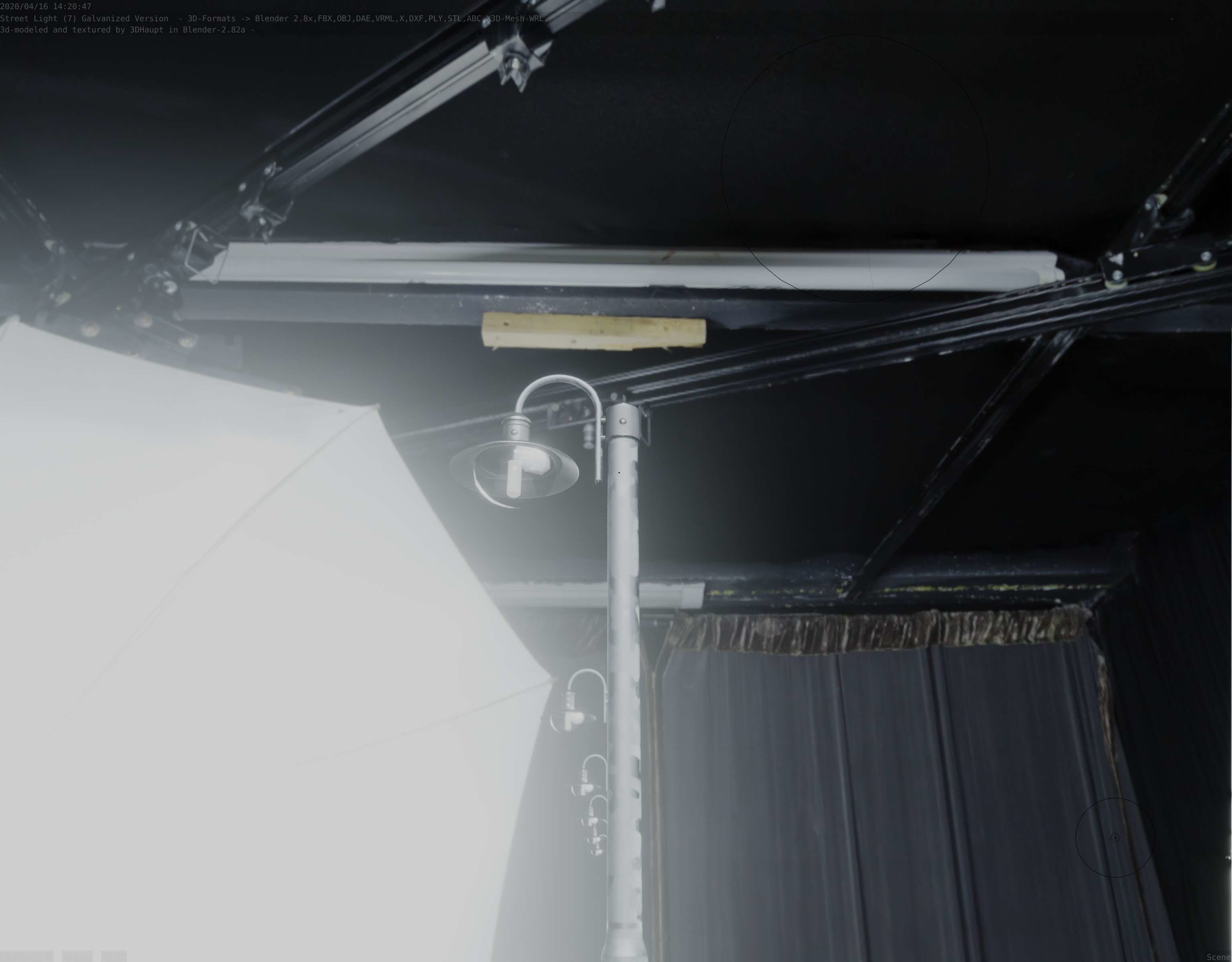 Street Light -7- Galvanized Version -1 Lamp-  Low-poly 3D model_37