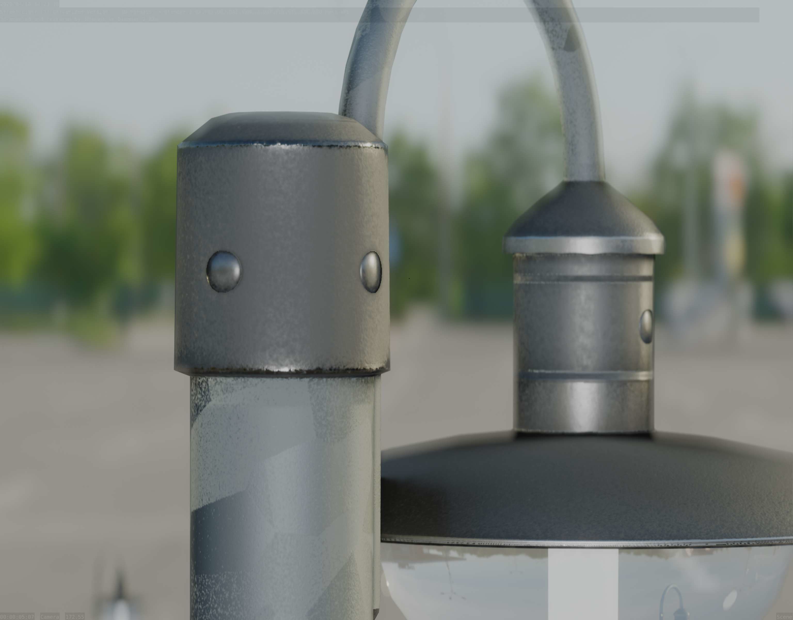 Street Light -7- Galvanized Version -1 Lamp-  Low-poly 3D model_23