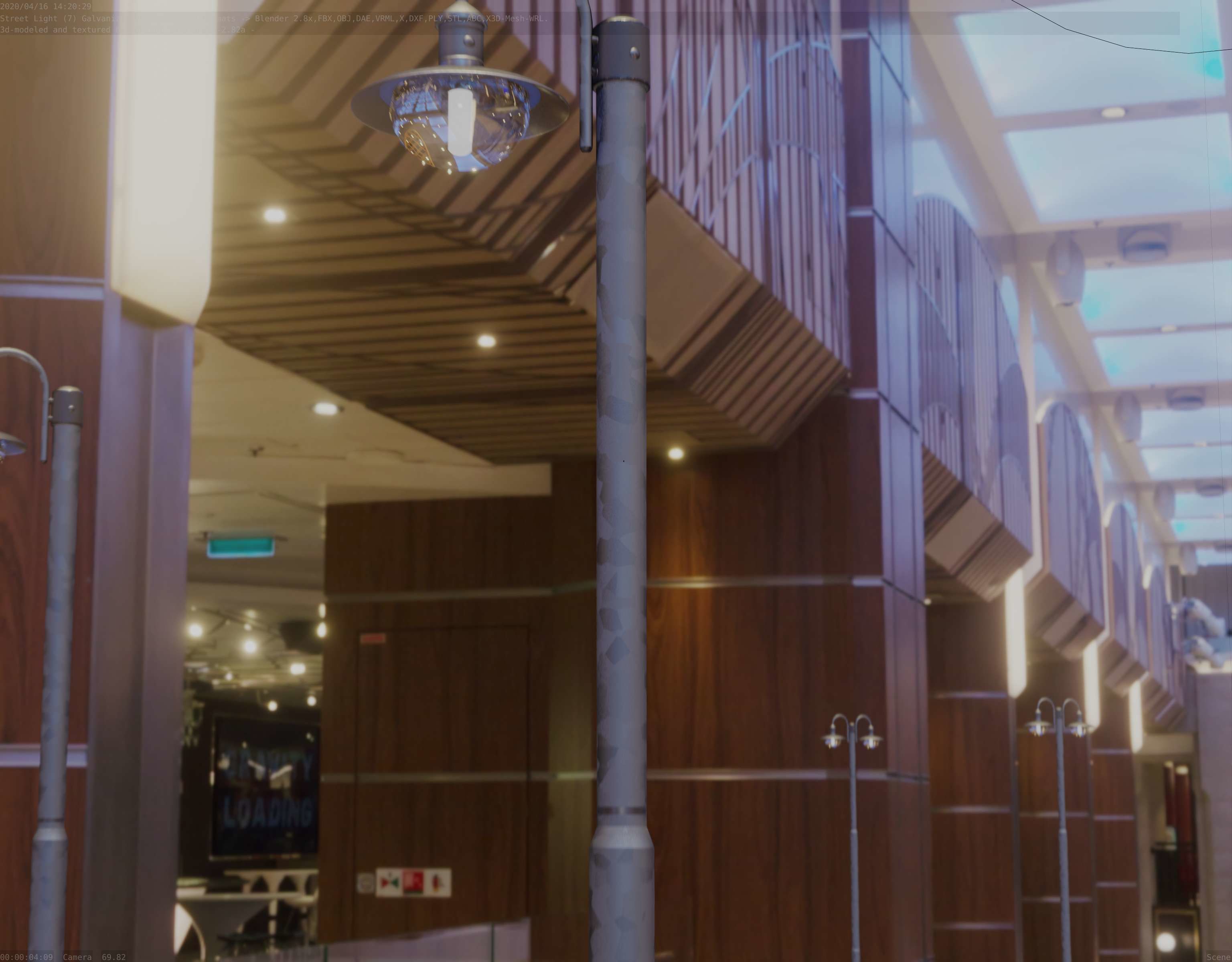 Street Light -7- Galvanized Version -1 Lamp-  Low-poly 3D model_10