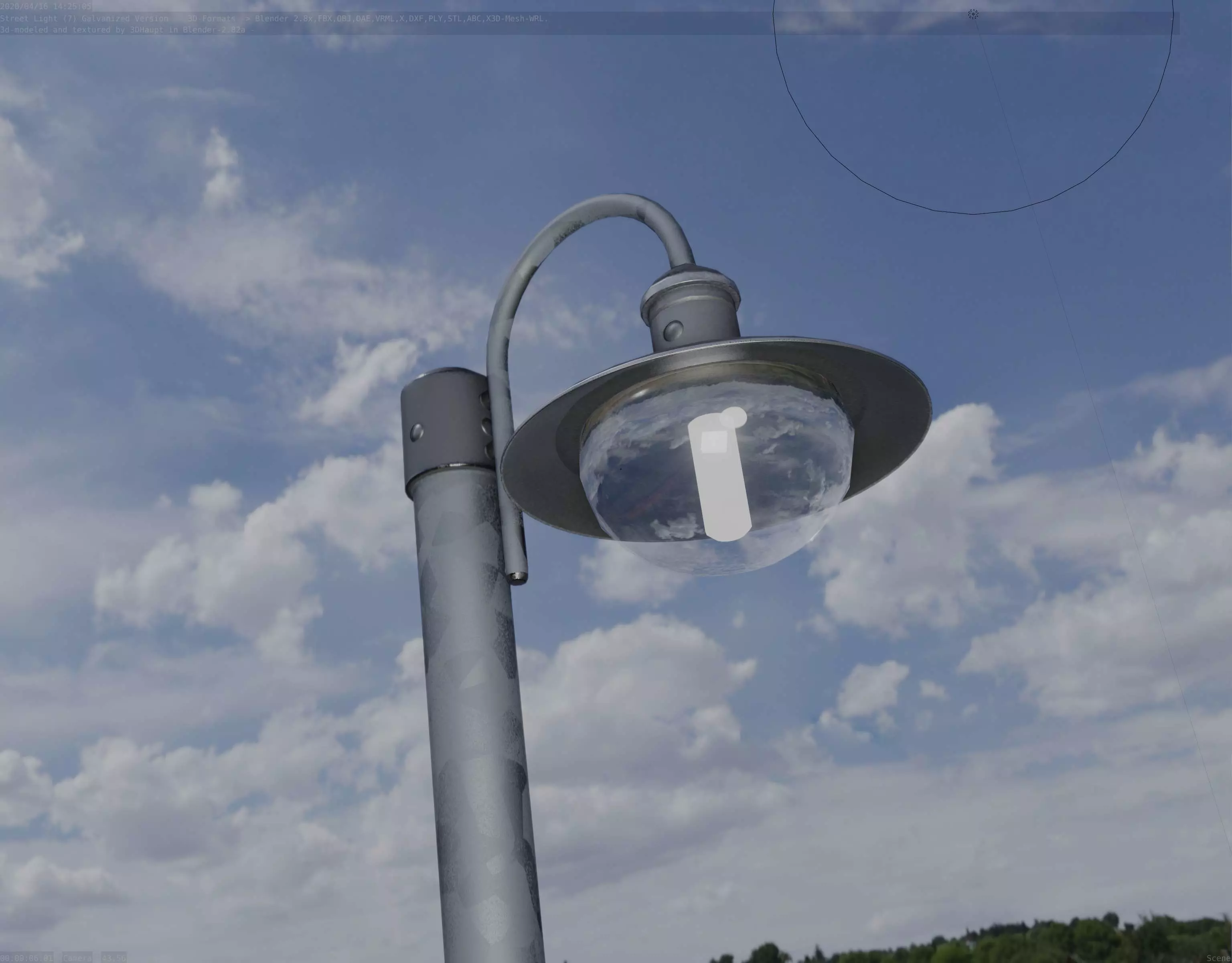 Street Light -7- Galvanized Version -1 Lamp-  Low-poly 3D model_0