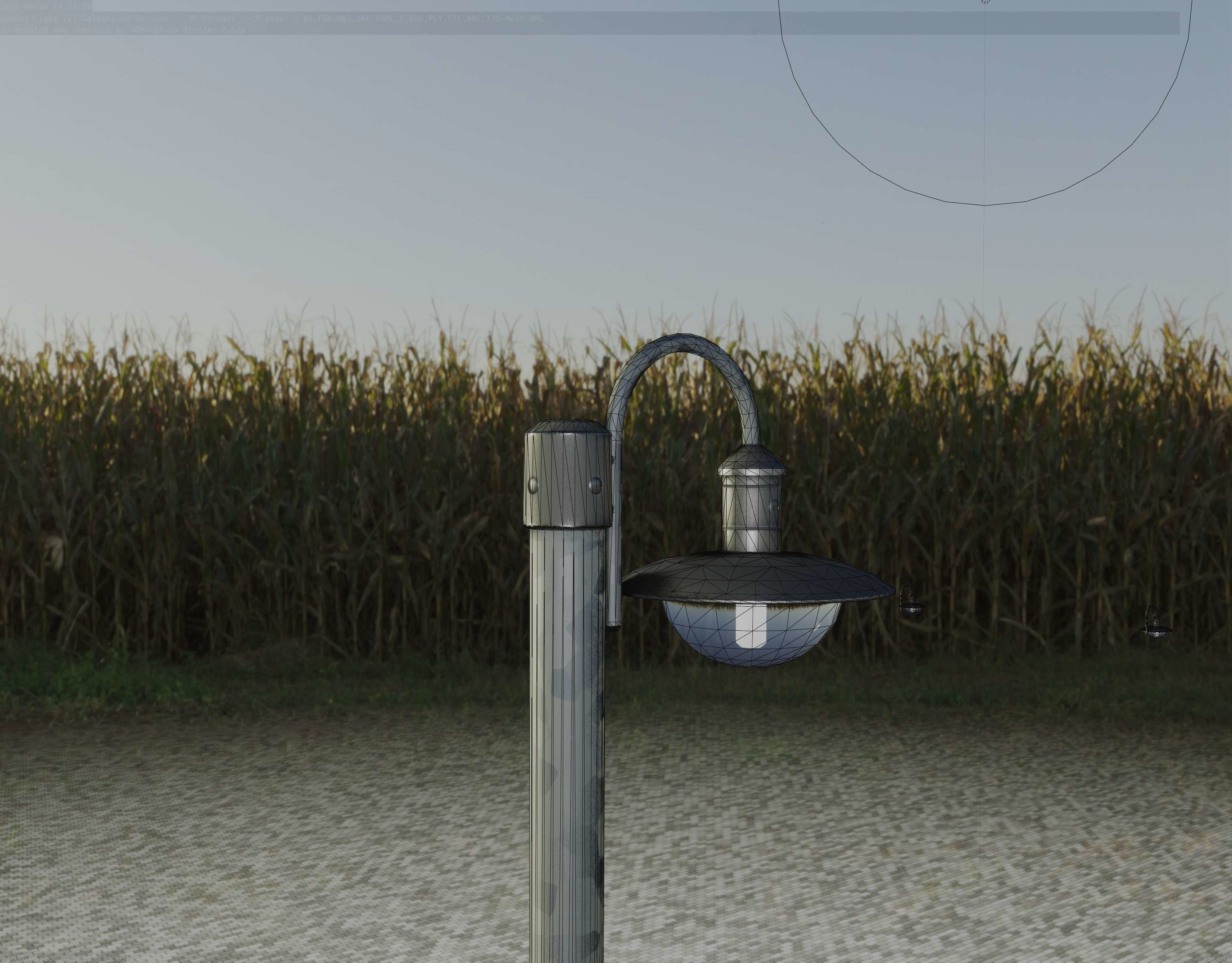Street Light -7- Galvanized Version -1 Lamp-  Low-poly 3D model_53